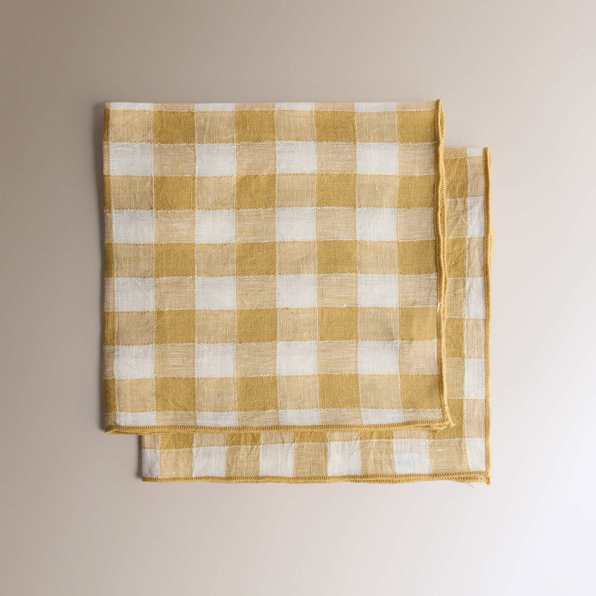 Conjunto de 2 Guardanapos de Linho Vichy Mostarda-3