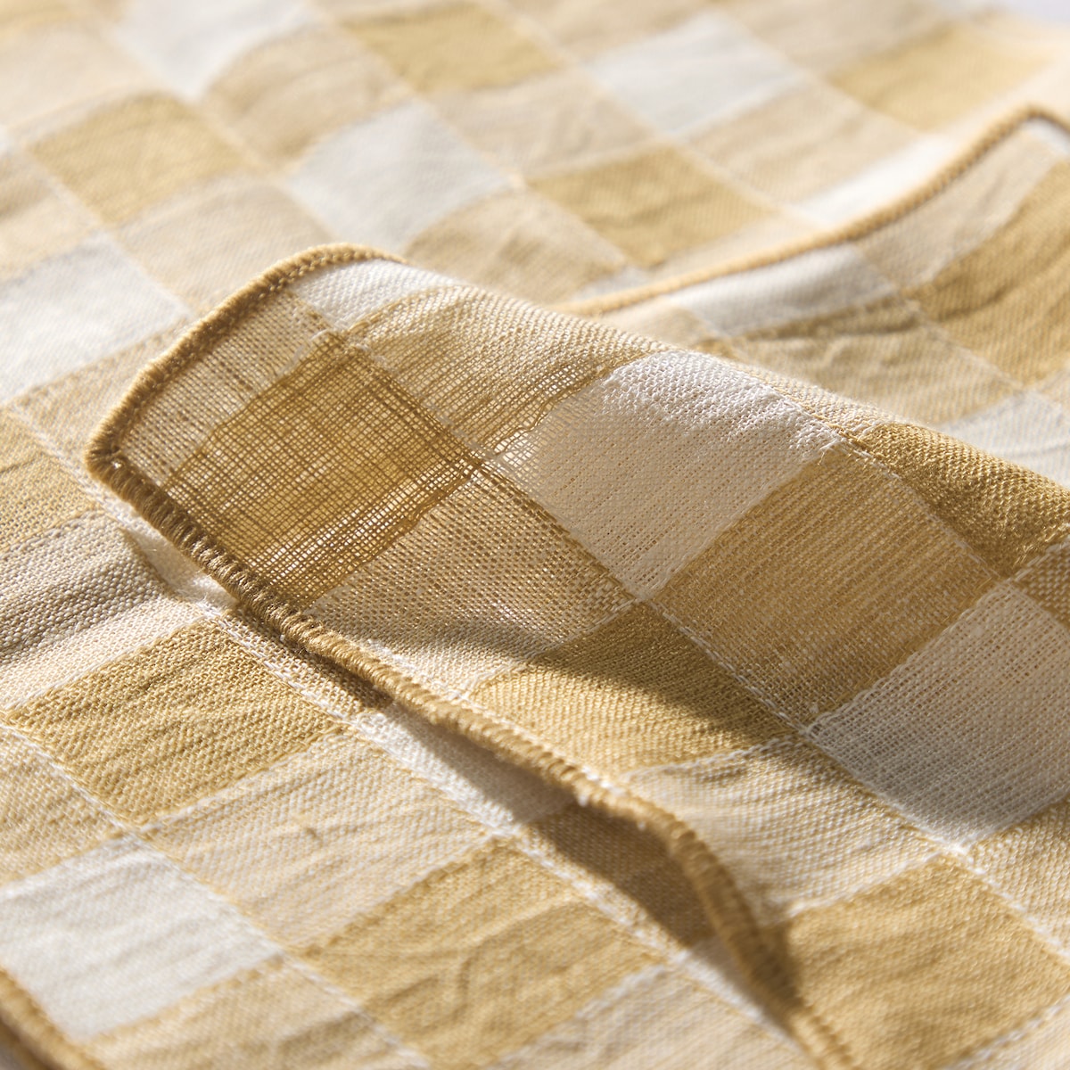 Conjunto de 2 Guardanapos de Linho Vichy Mostarda-4