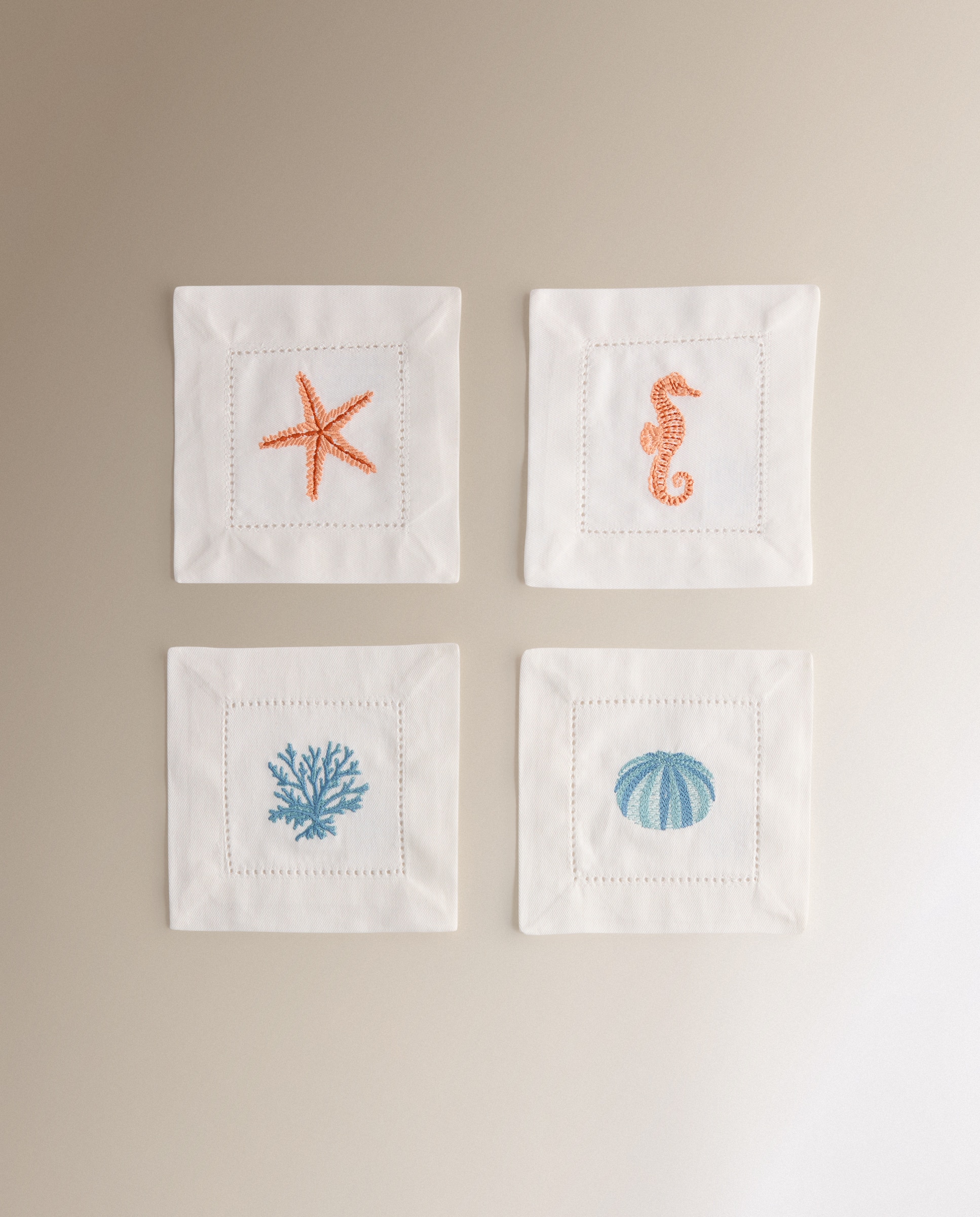 Set de 4 servilletas de cocktail Arrecife Multicolor 14 x 14 cm Multicolor-2