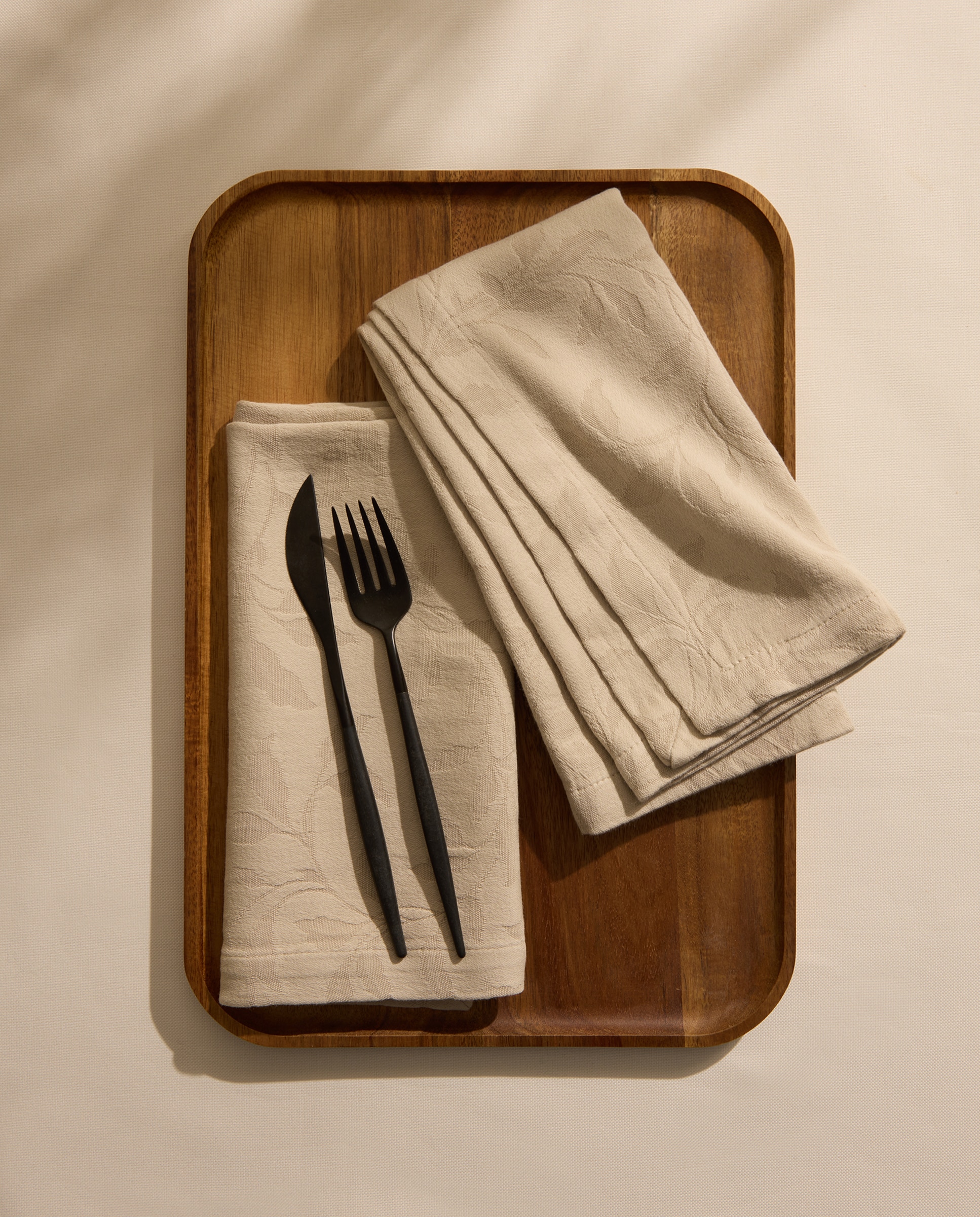 Set 2 servilletas algodón Anne - Beige 50 x 50 cm Beige-4