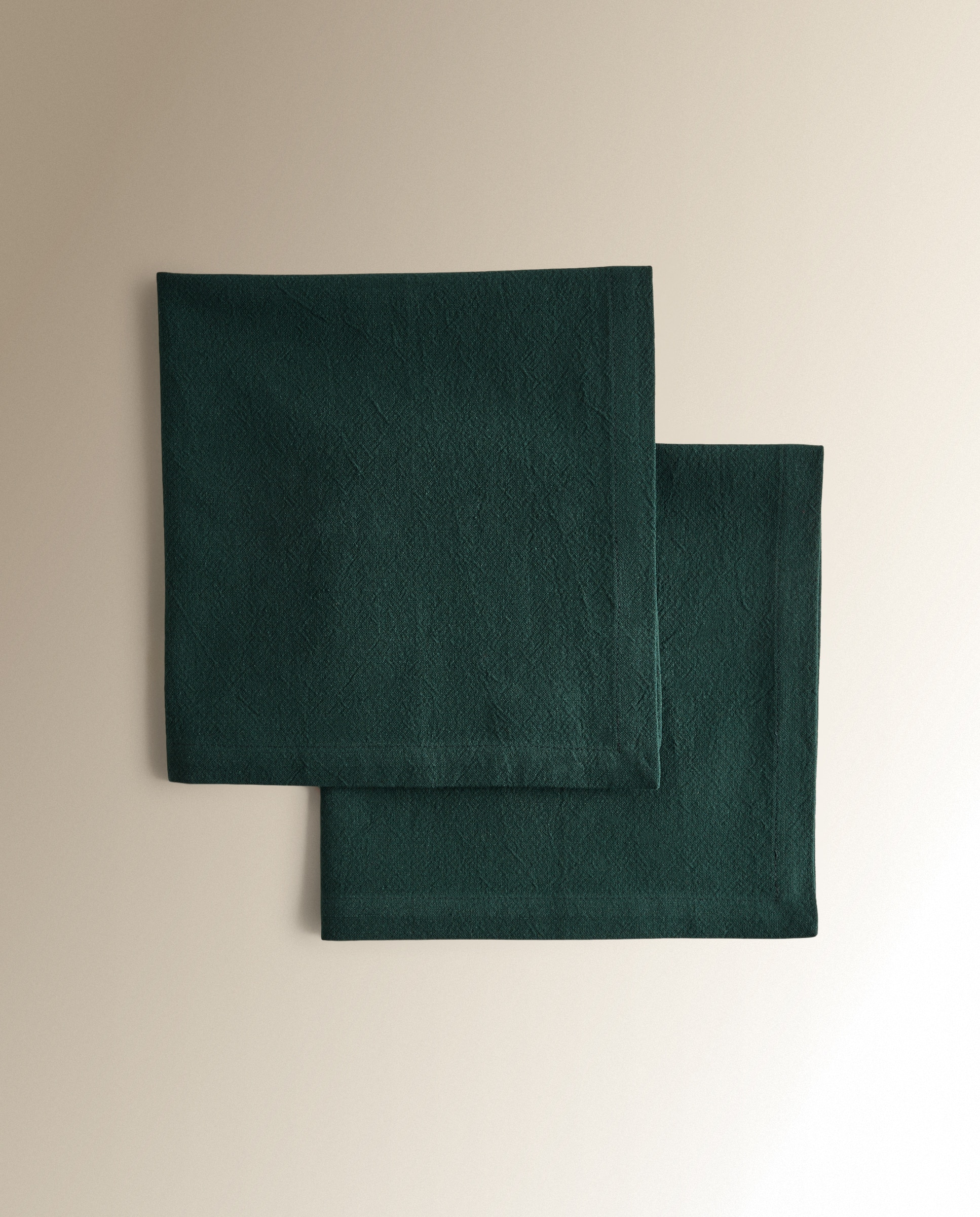 Set 2 servilletas Algodón Lavado - Verde oscuro 50 x 50 cm Verde oscuro-2