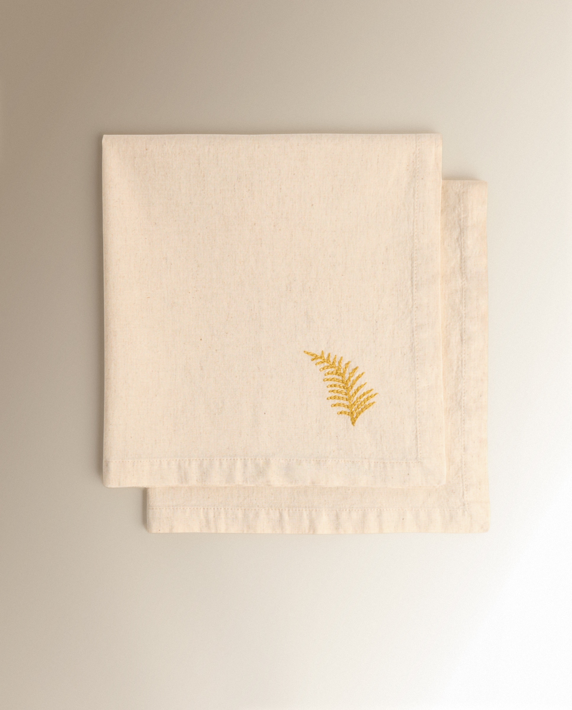 Set 2 servilletas algodón y lino Palmito - Beige Beige-2