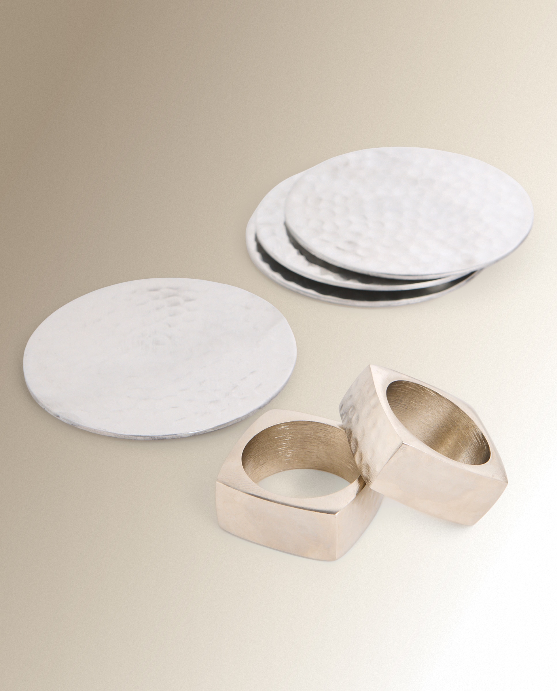 Conjunto de 2 Porta-Guardanapos Martelé Prata-4