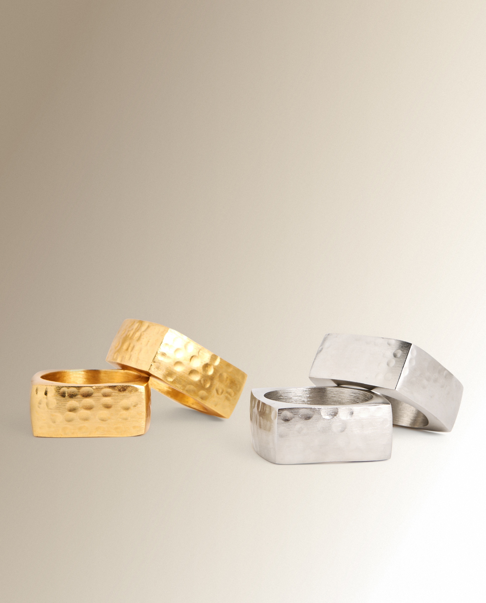 Conjunto de 2 Porta-Guardanapos Martelé Prata-5