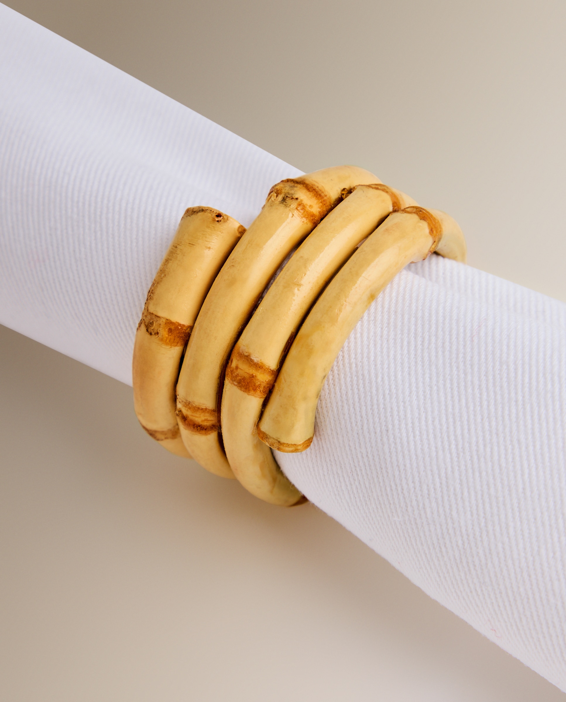 Conjunto de 2 argolas de guardanapos em bambu Castanho-2