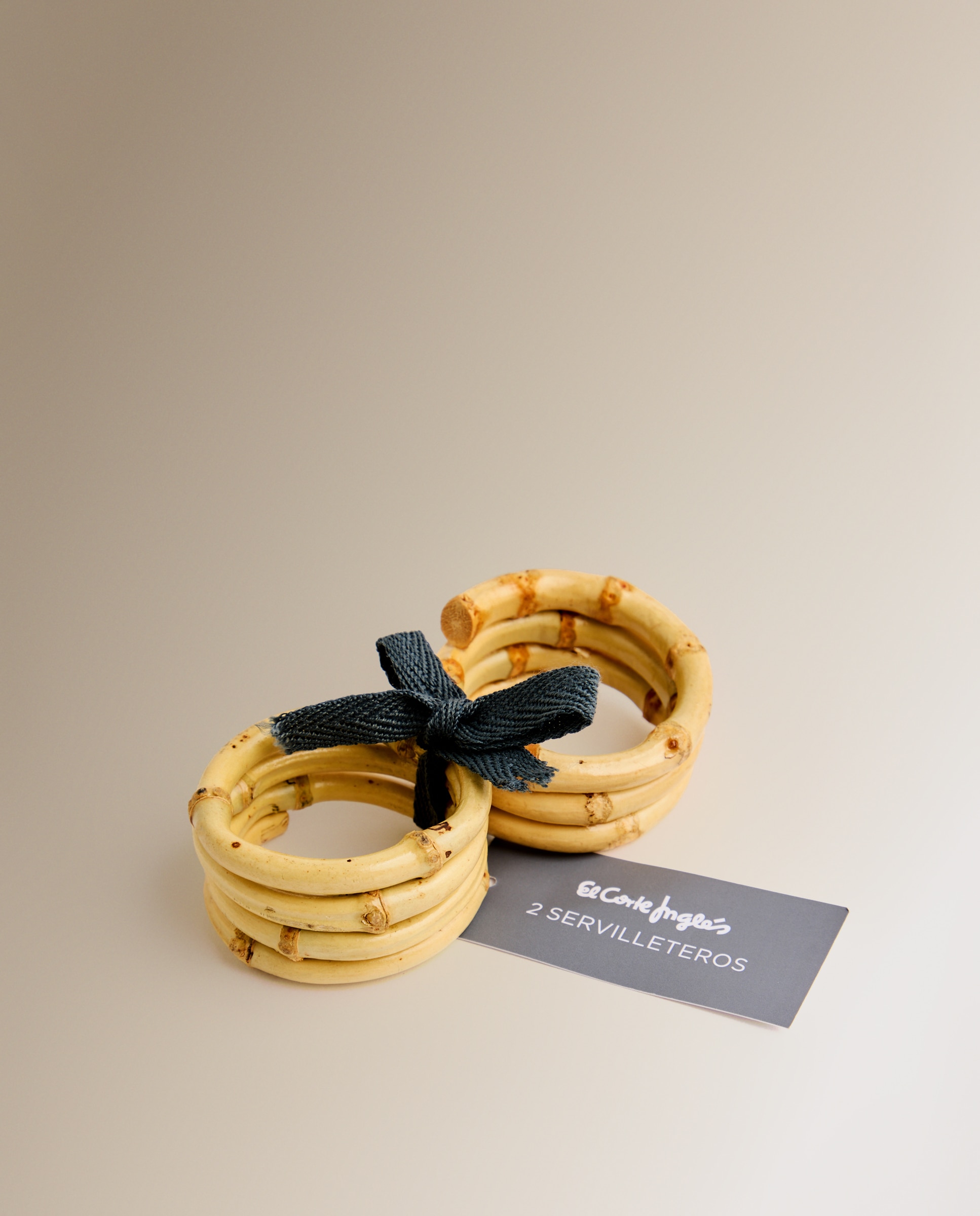 Conjunto de 2 argolas de guardanapos em bambu Castanho-3