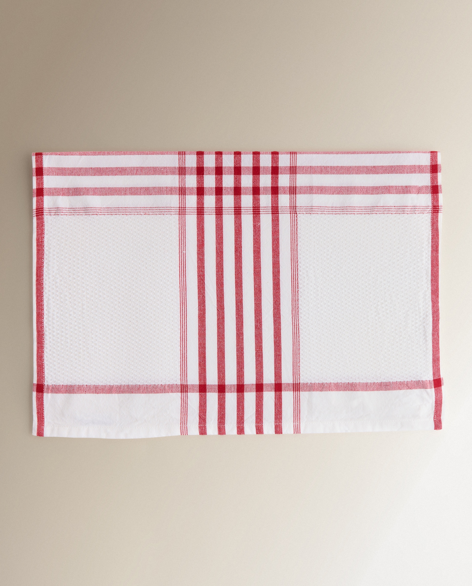 Pano de Cozinha Marco em Sarja de Algodão Vermelho-5