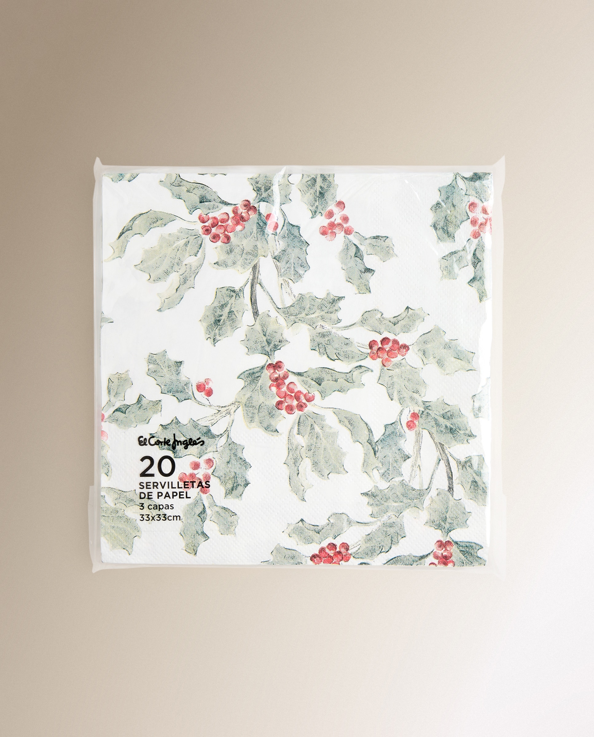 Pack de 20 servilletas de papel Acebo - Verde Verde-2