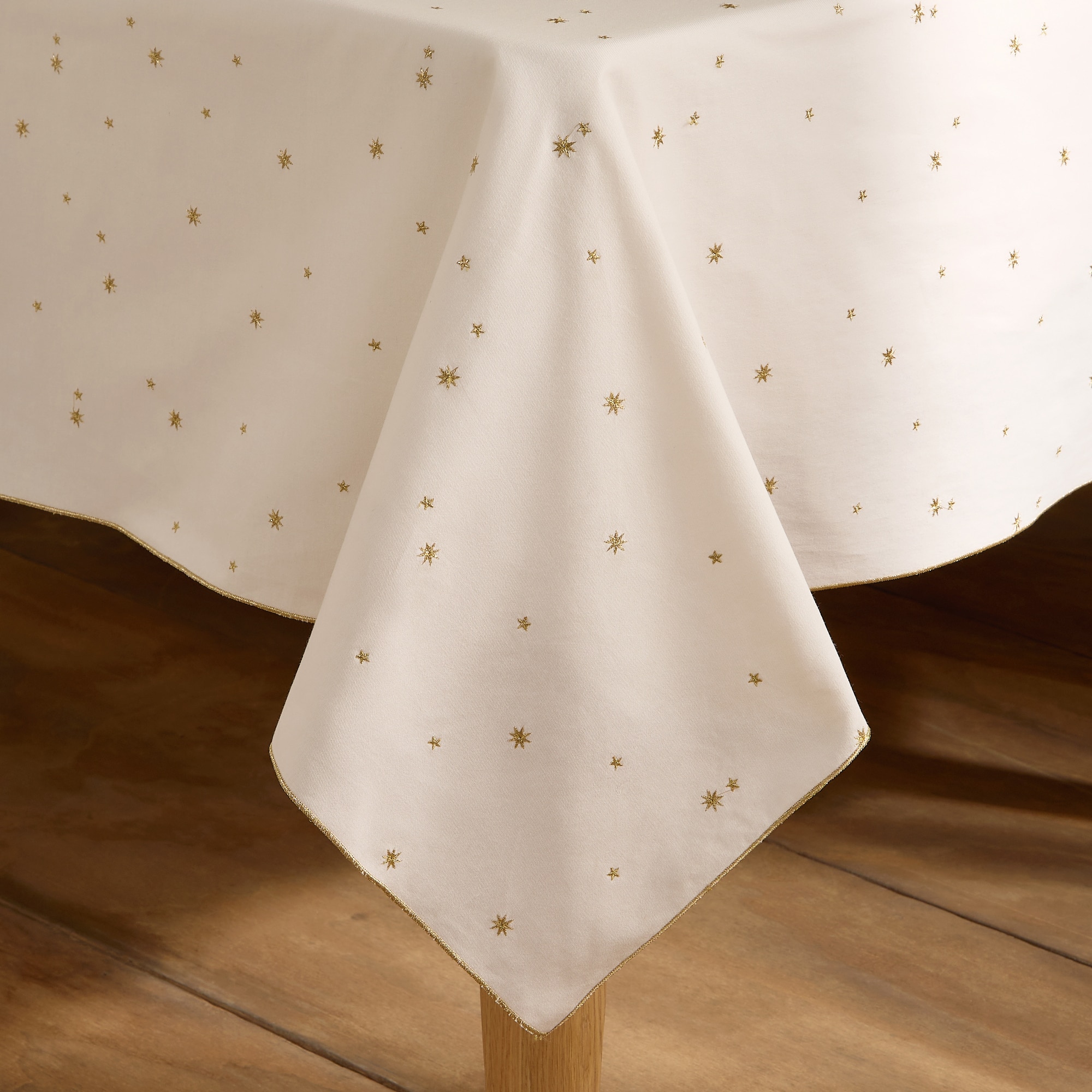 Toalha de Mesa de Algodão Estrelinhas Ouro-4