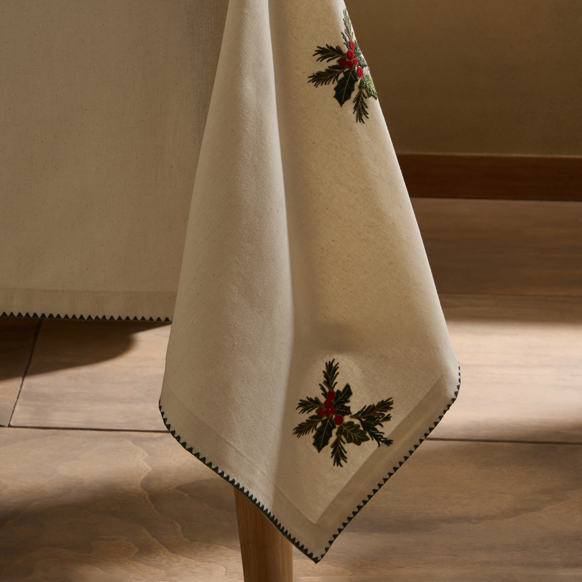 Toalha de Mesa de Algodão e Linho Holly Emb Linho-5