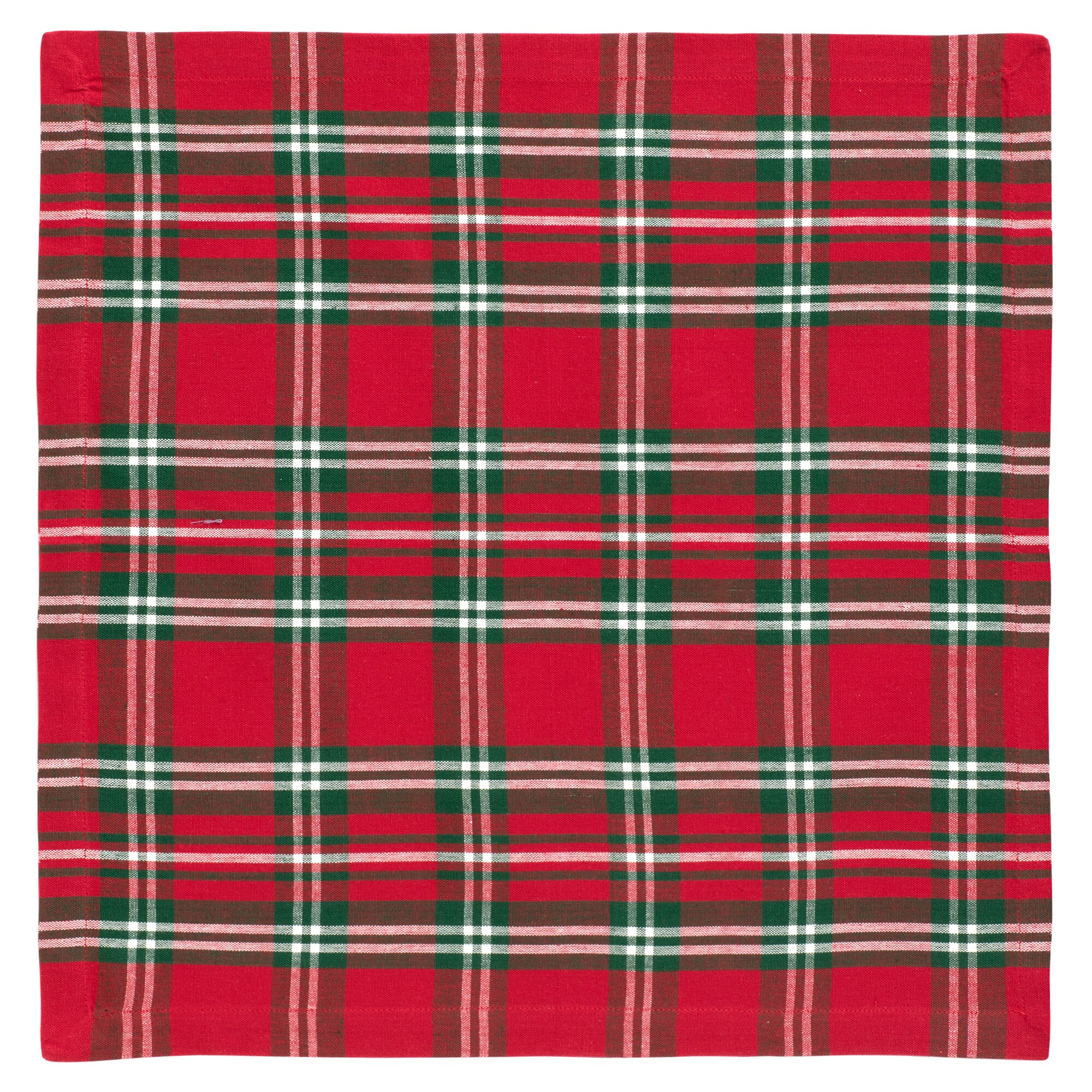 Conjunto de 2 guardanapos de algodão sustentável Tartã Vermelho-2
