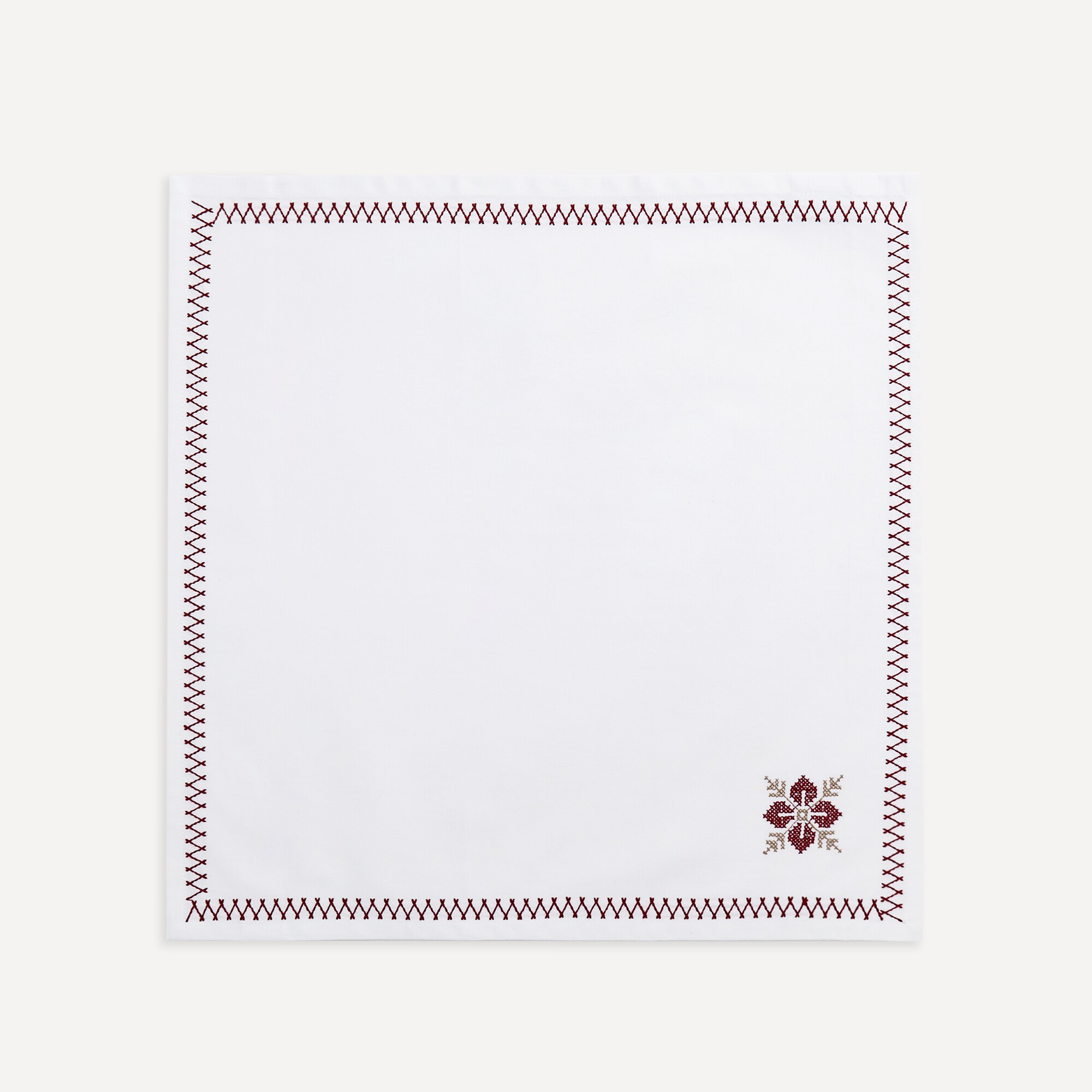 Conjunto de 2 Guardanapos de Algodão com Ponto de Cruz 24 Branco-2