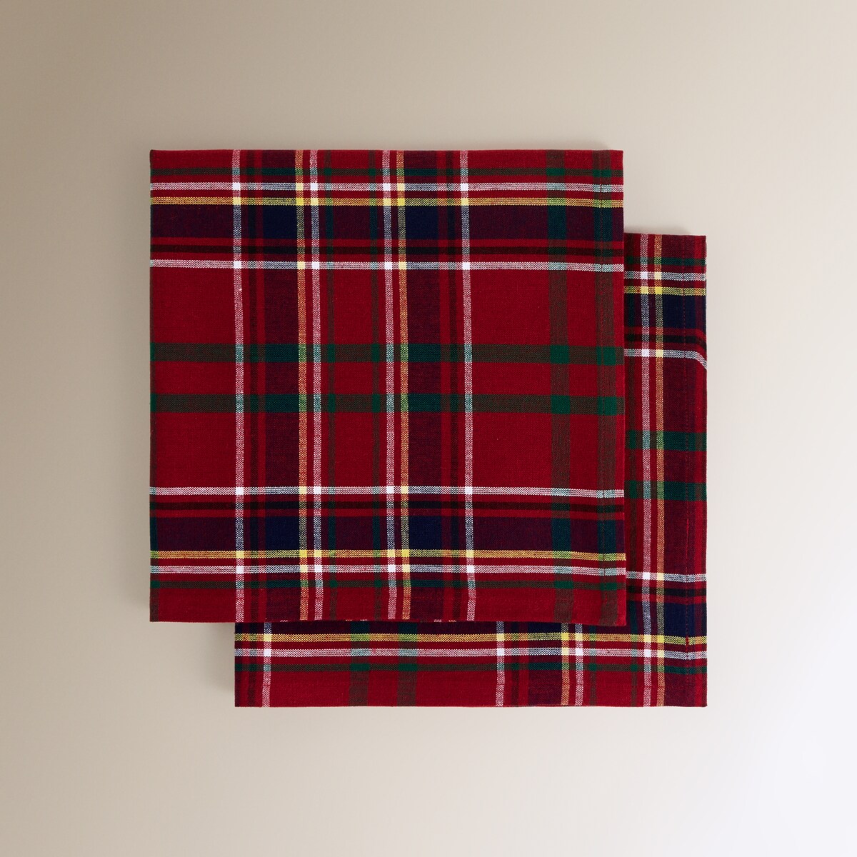 Set 2 servilletas algodón Mckenzie Rojo-3