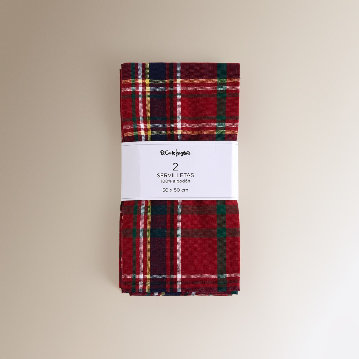 Set 2 servilletas algodón Mckenzie Rojo-5