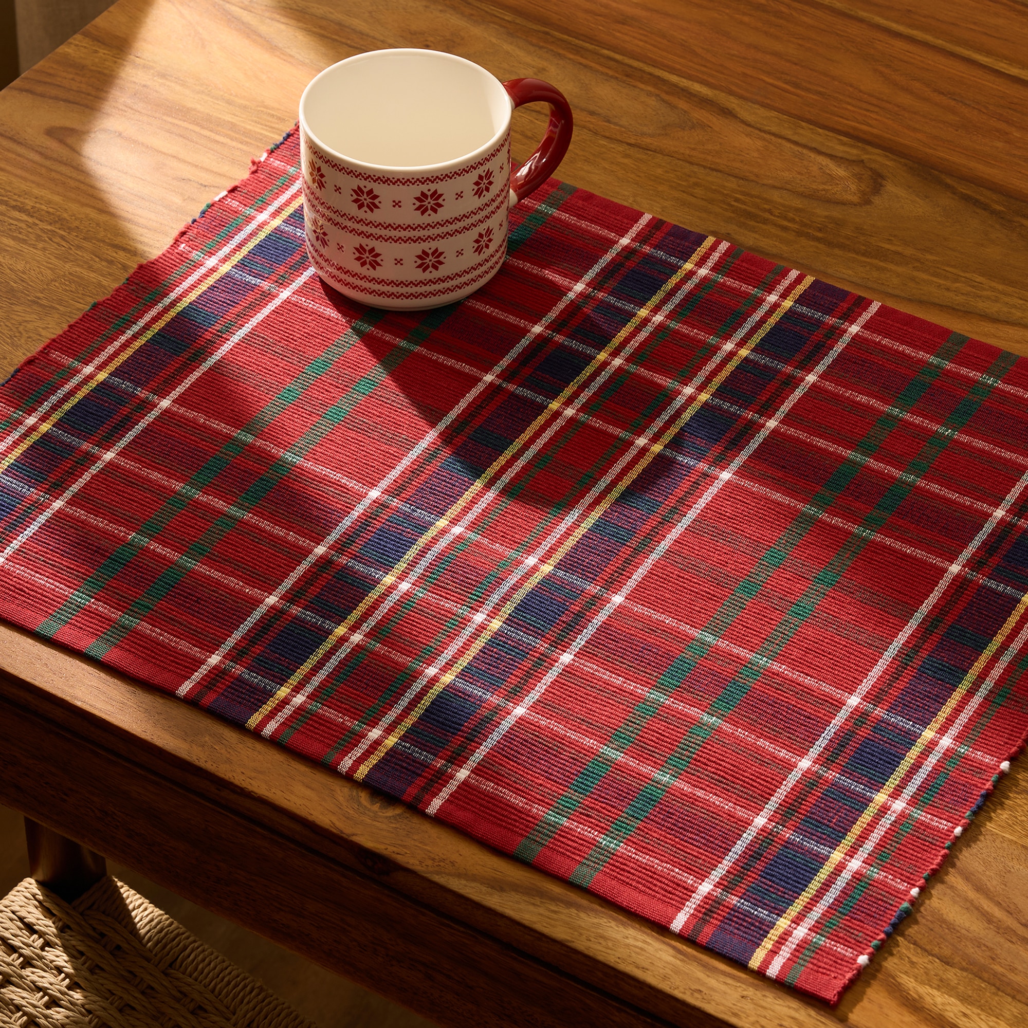 Conjunto de 2 Individuais de Algodão Mckenzie Vermelho-1