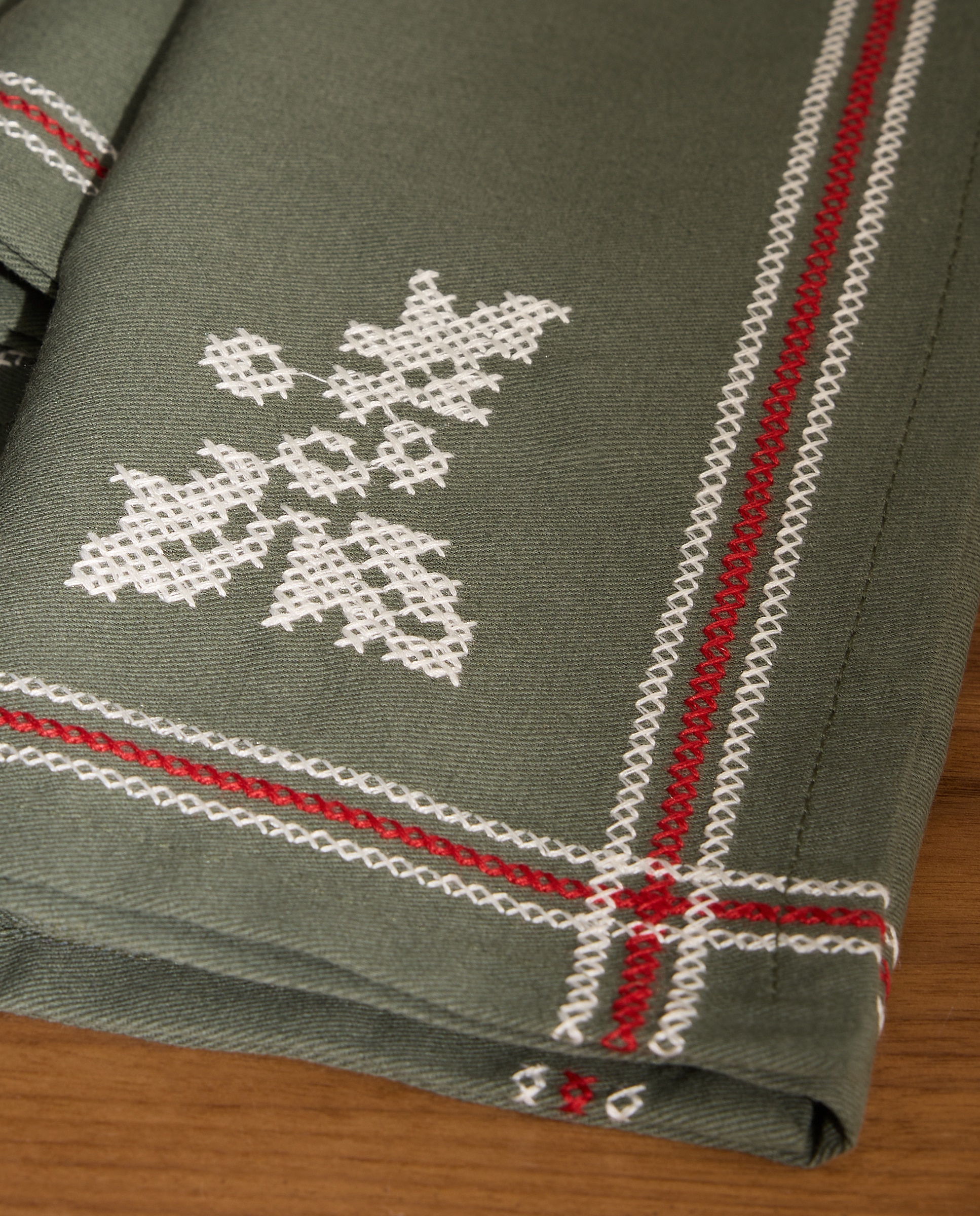 Set 2 servilletas algodón Cozy Cross - Verde Verde-2