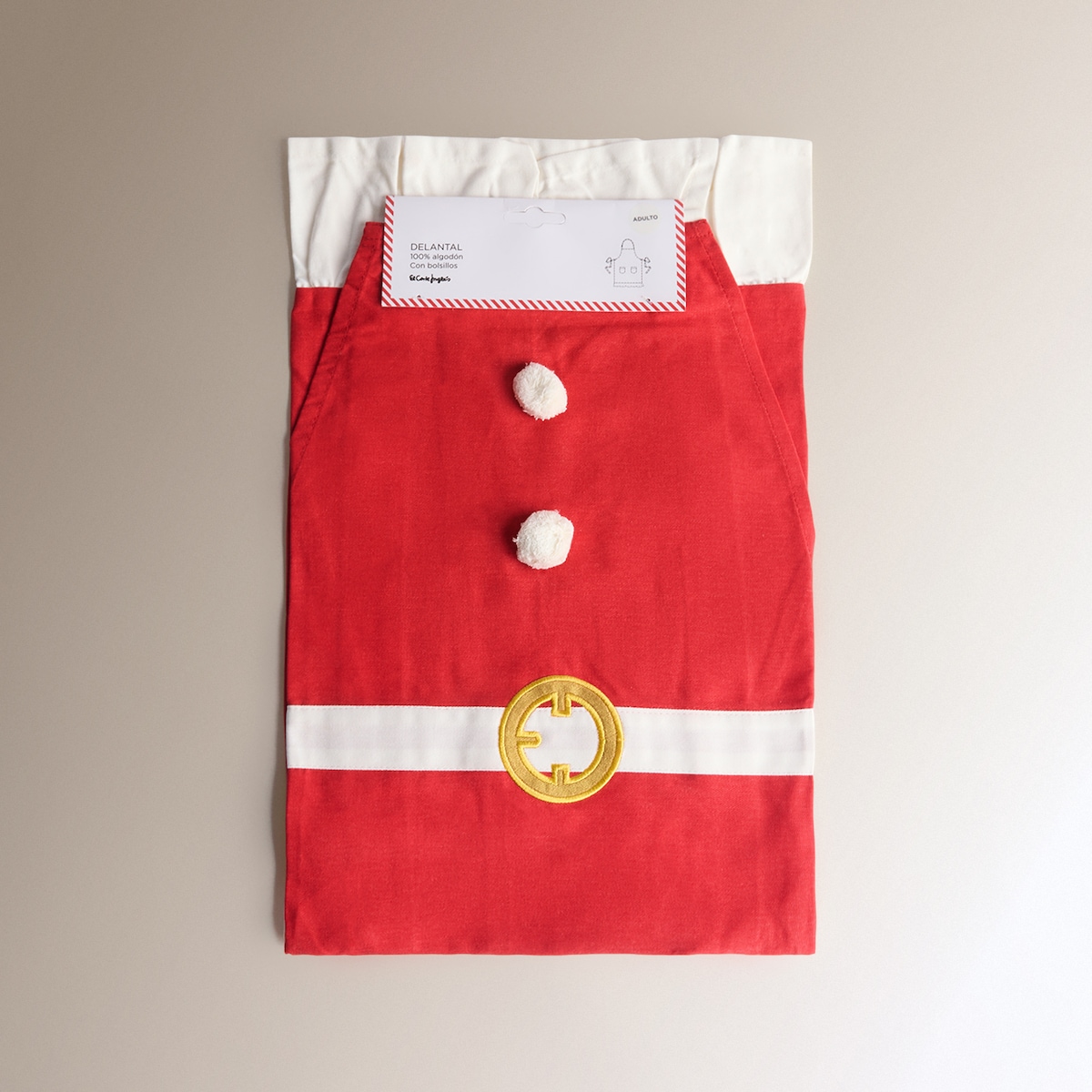Avental natalício de algodão sustentável Miss Santa Vermelho-4