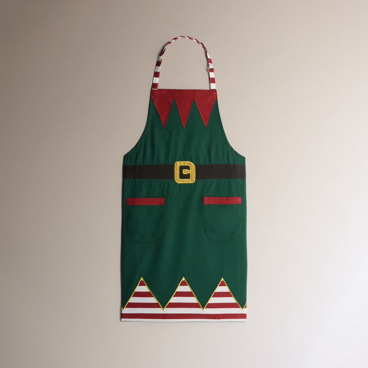 Set De Delantal Y Gorro De Elfo Navideño - Yezmo, Talla Única Ajustable, Rojo Y Verde, Con Cascabeles, Para Adultos Y Adolescentes
