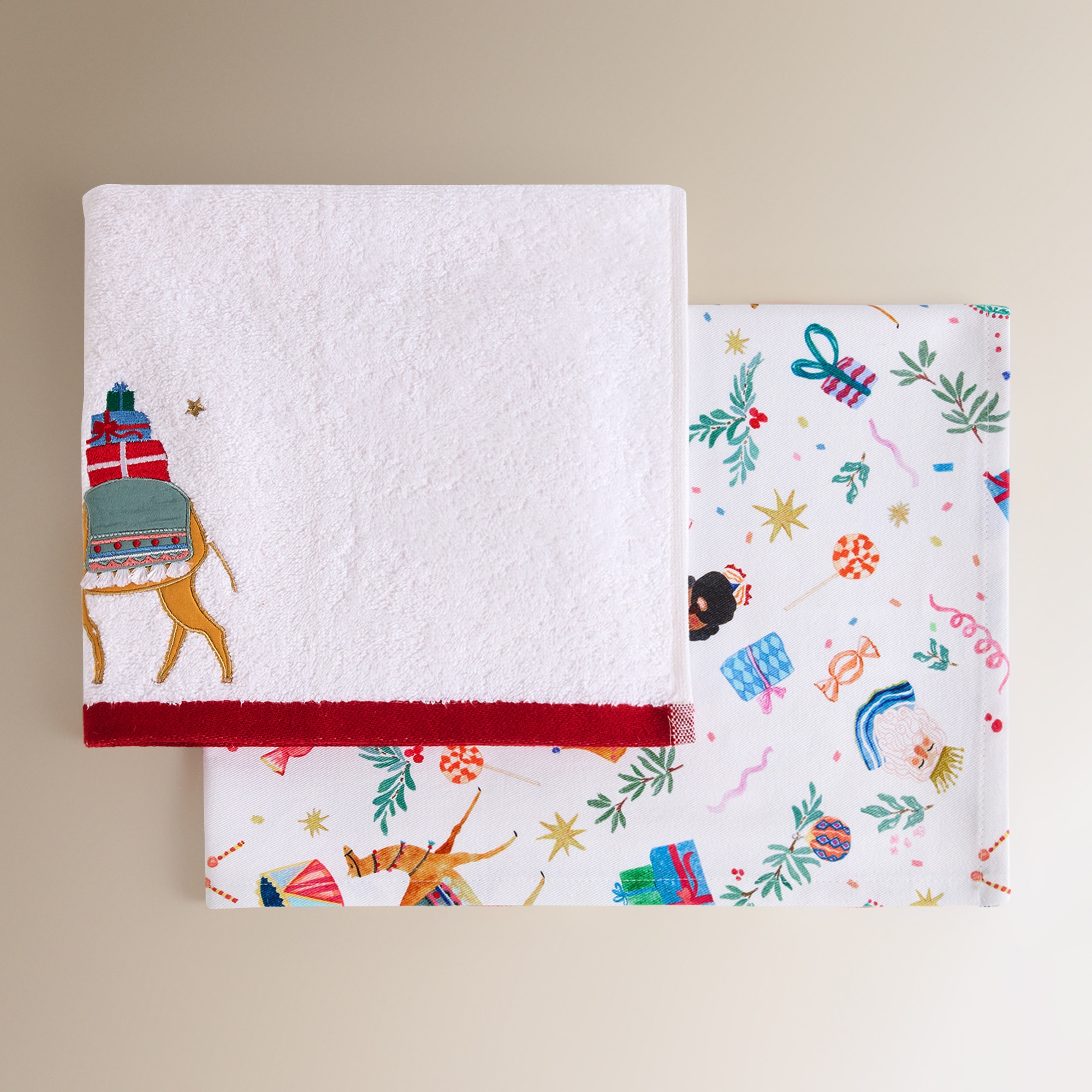 Conjunto de 2 Panos de Algodão Dia de Reis Multicolor-5