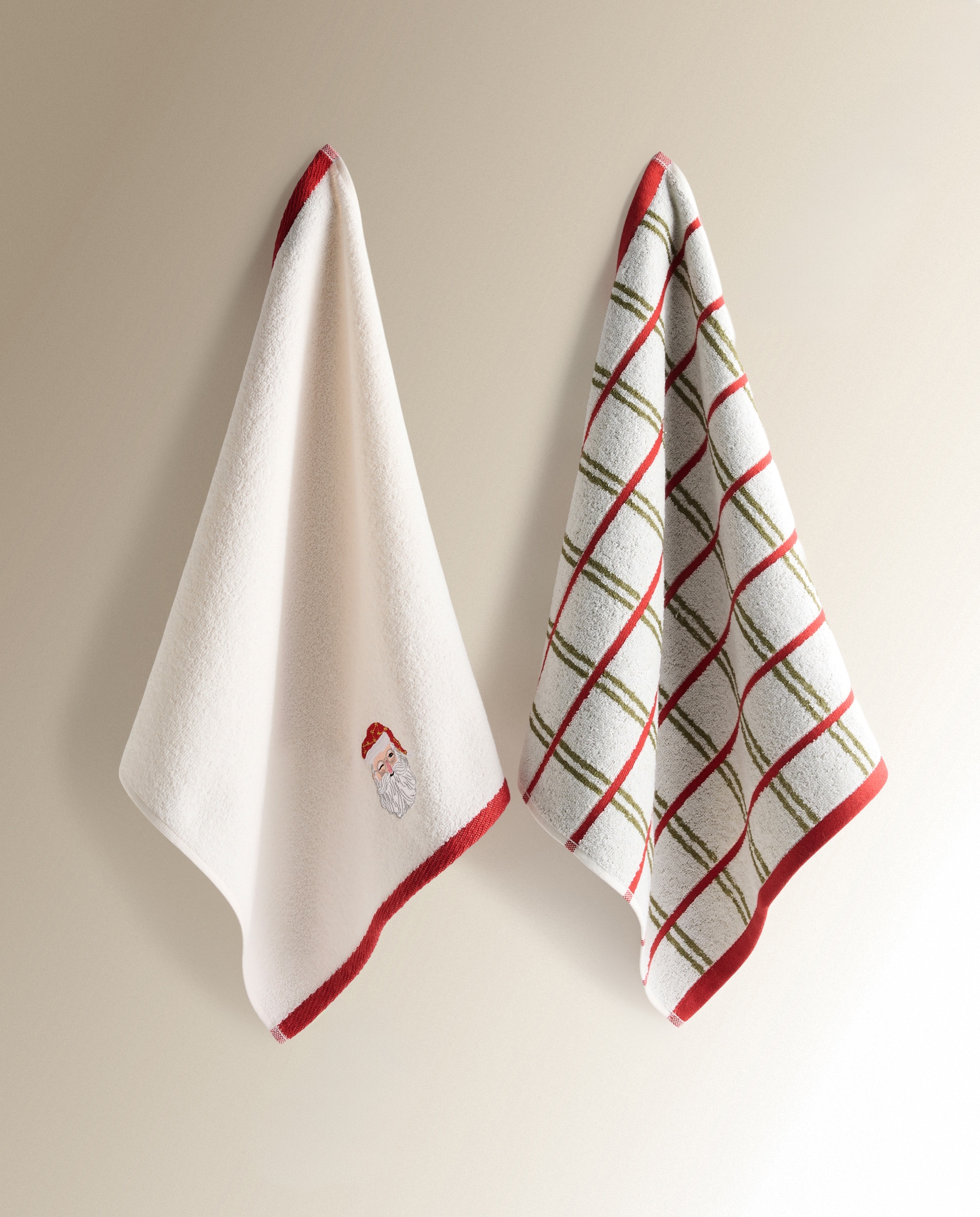 Set 2 paños de cocina rizo algodón Santa - Blanco Blanco-2