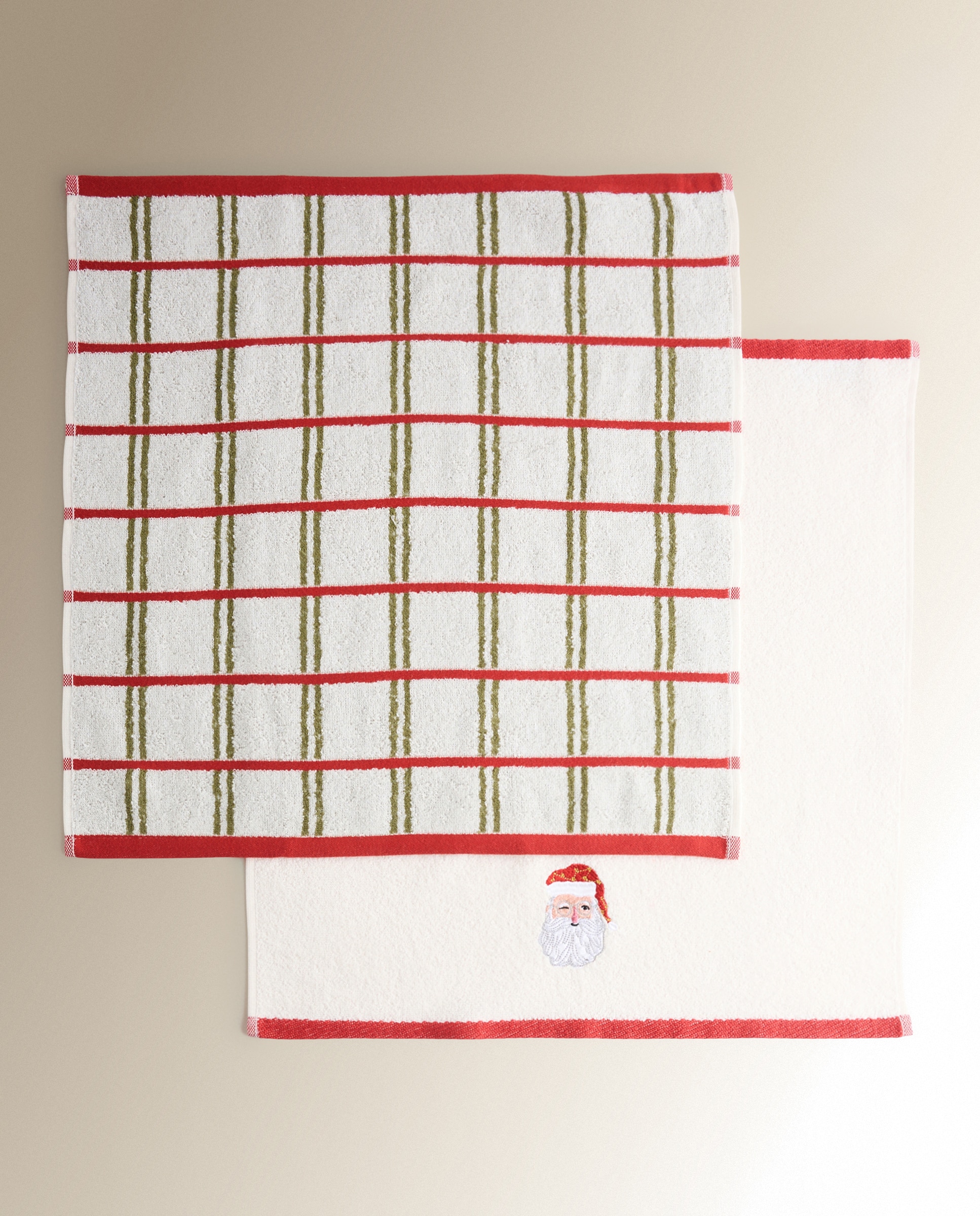 Set 2 paños de cocina rizo algodón Santa - Blanco Blanco-5