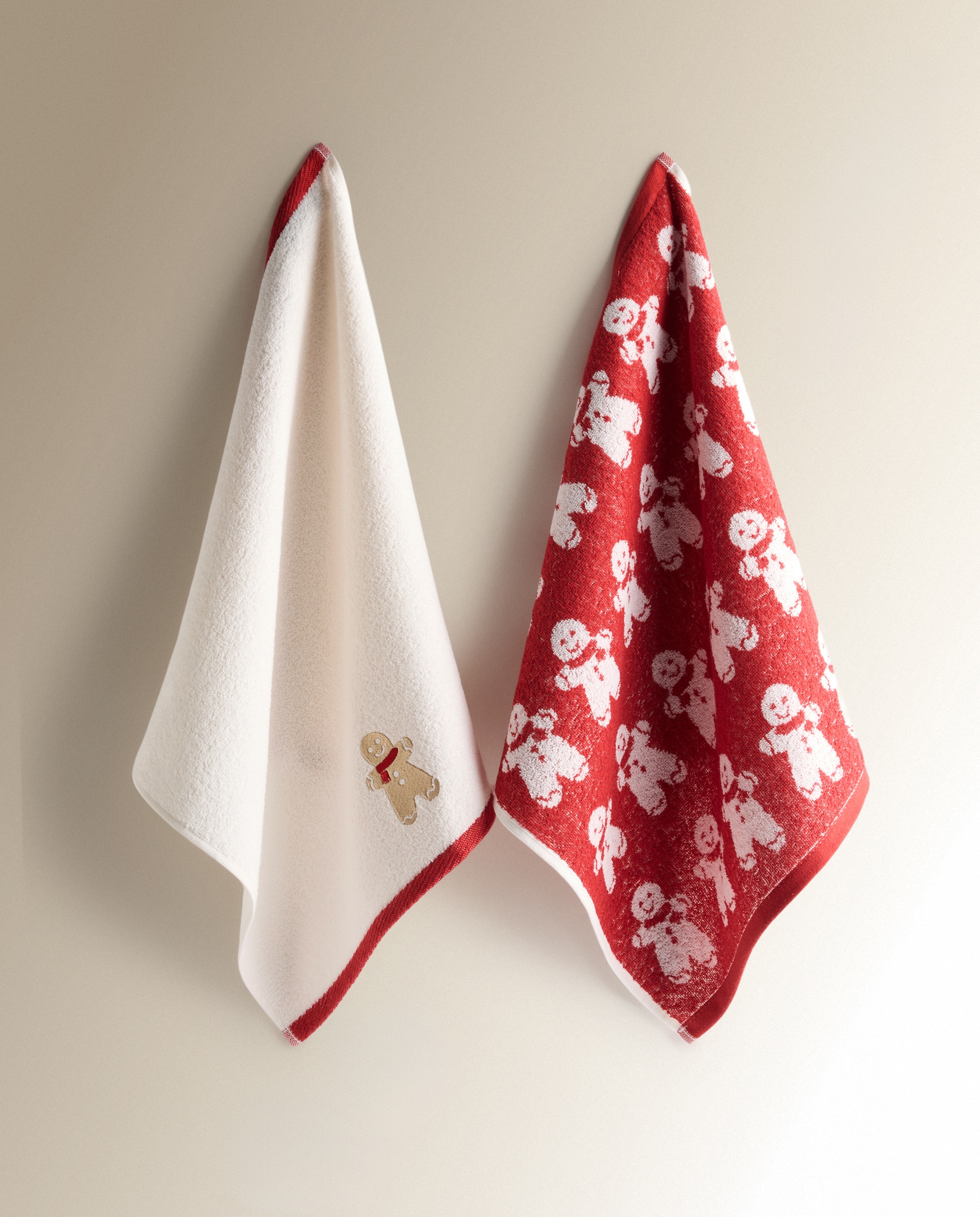 Conjunto de 2 Panos de Cozinha de Tecido Turco de Algodão Ginger Vermelho-2