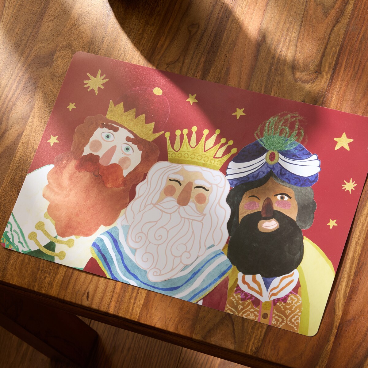 Mantel individual PVC Reyes Magos Selfie Rojo-1