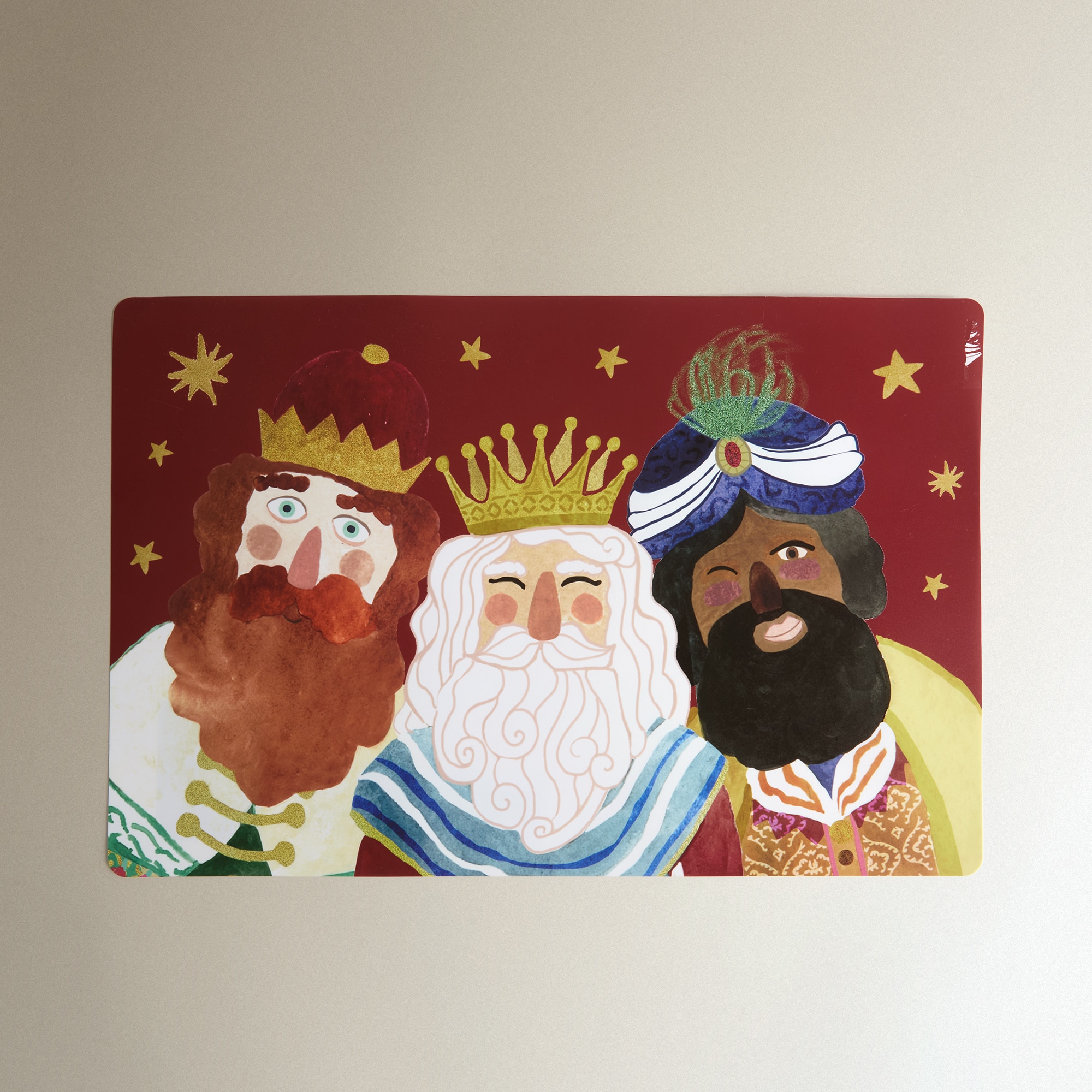 Mantel individual PVC Reyes Magos Selfie - Rojo 30 x 45 cm Rojo-2
