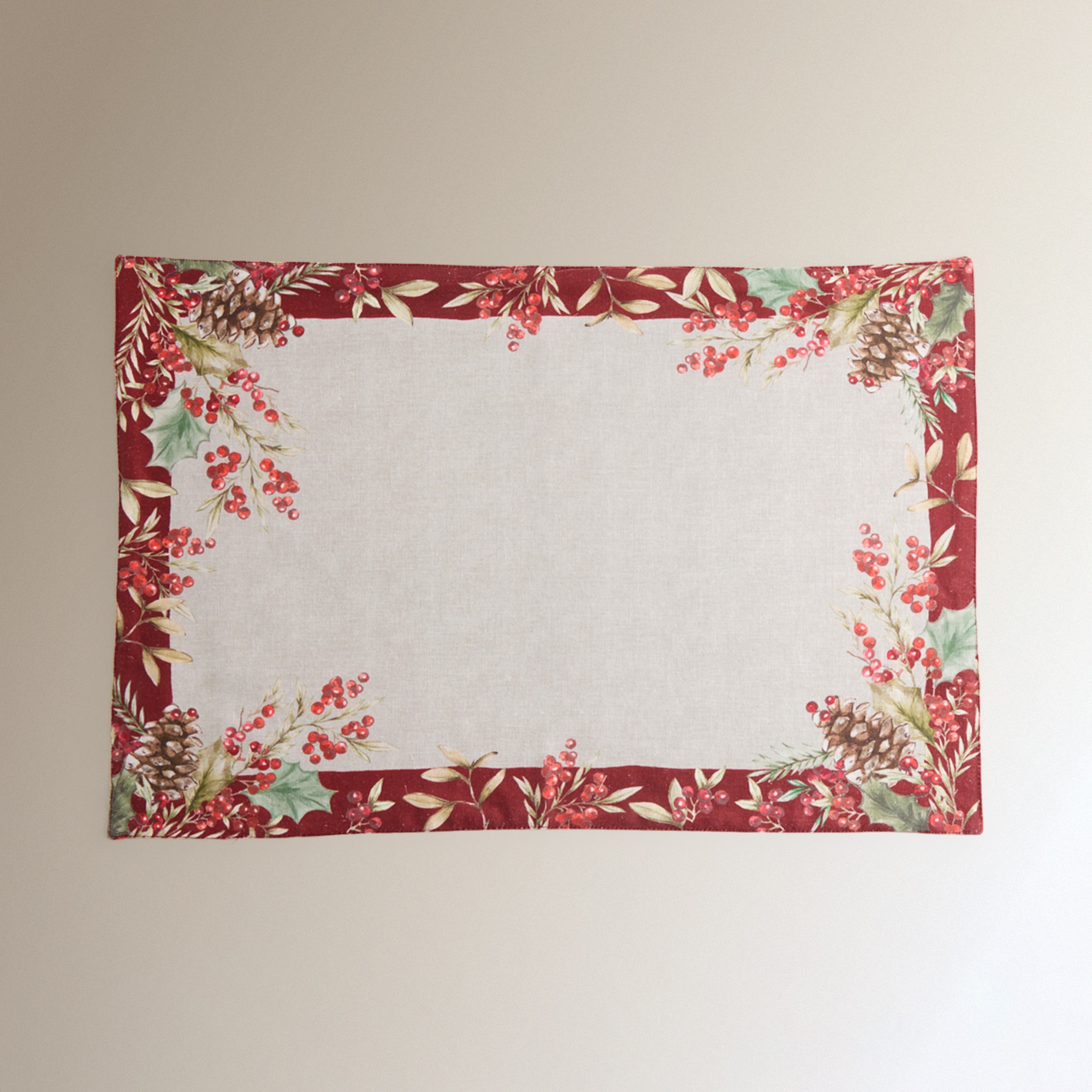Mantel individual lino y algodón Guirnalda - Rojo 40 x 50 cm Rojo-2