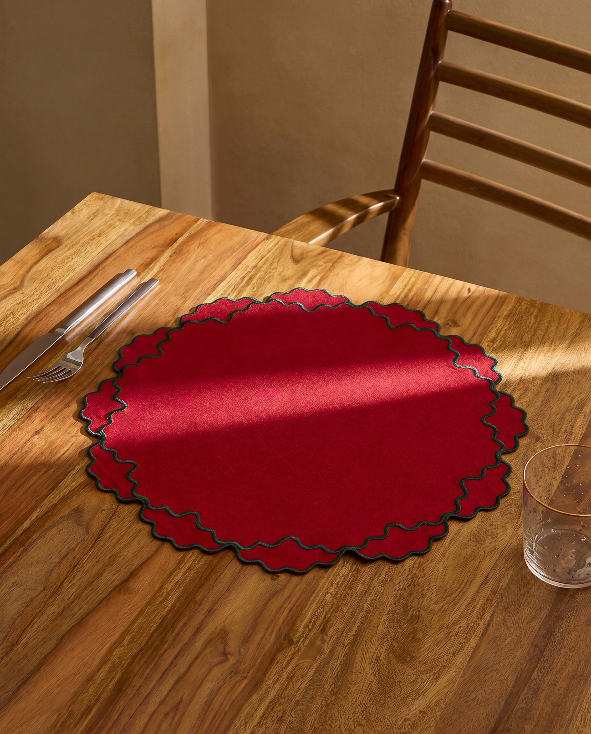 Mantel individual algodón Ponsetia - Rojo Diámetro 38 cm Rojo-1