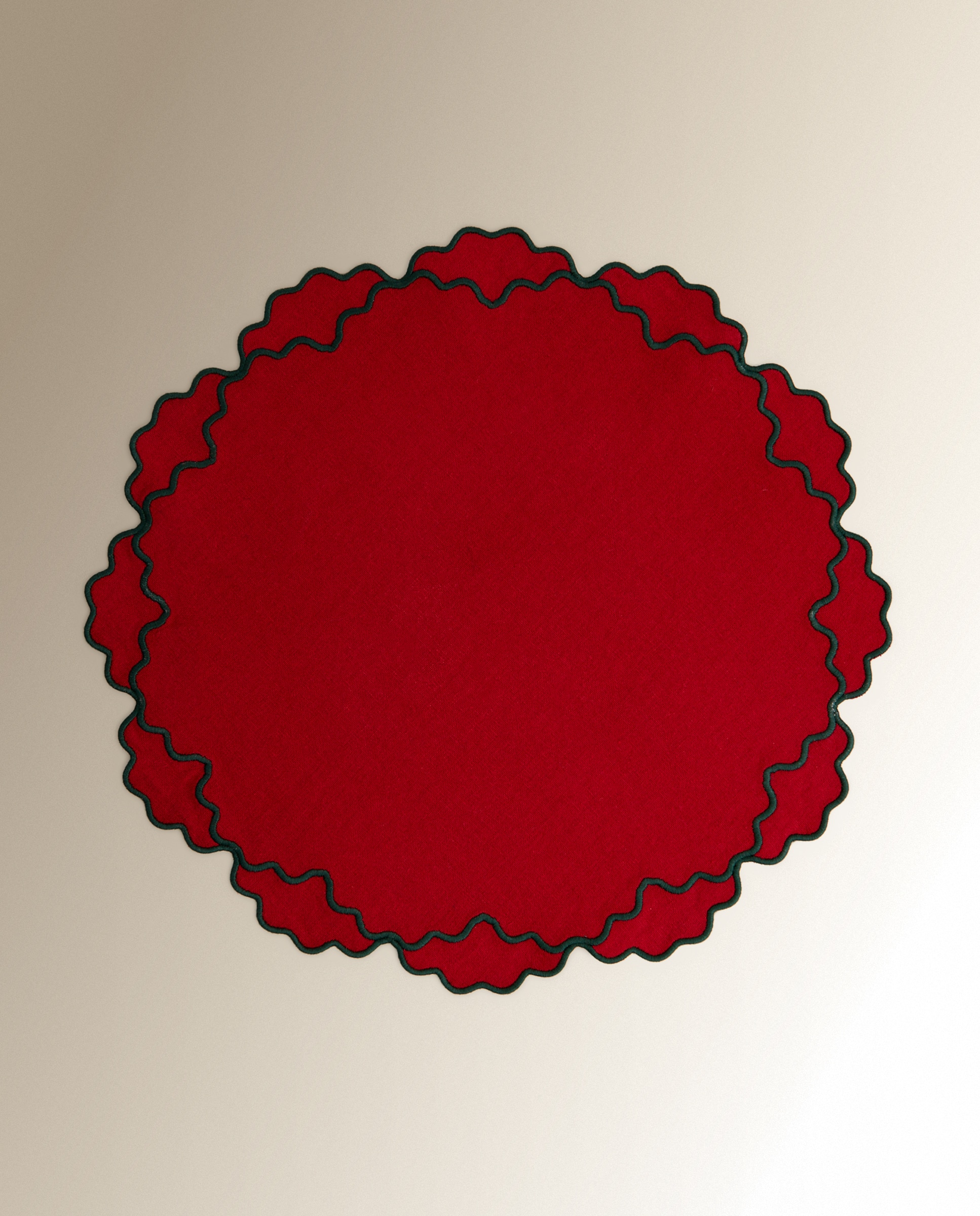 Mantel individual algodón Ponsetia - Rojo Diámetro 38 cm Rojo-2