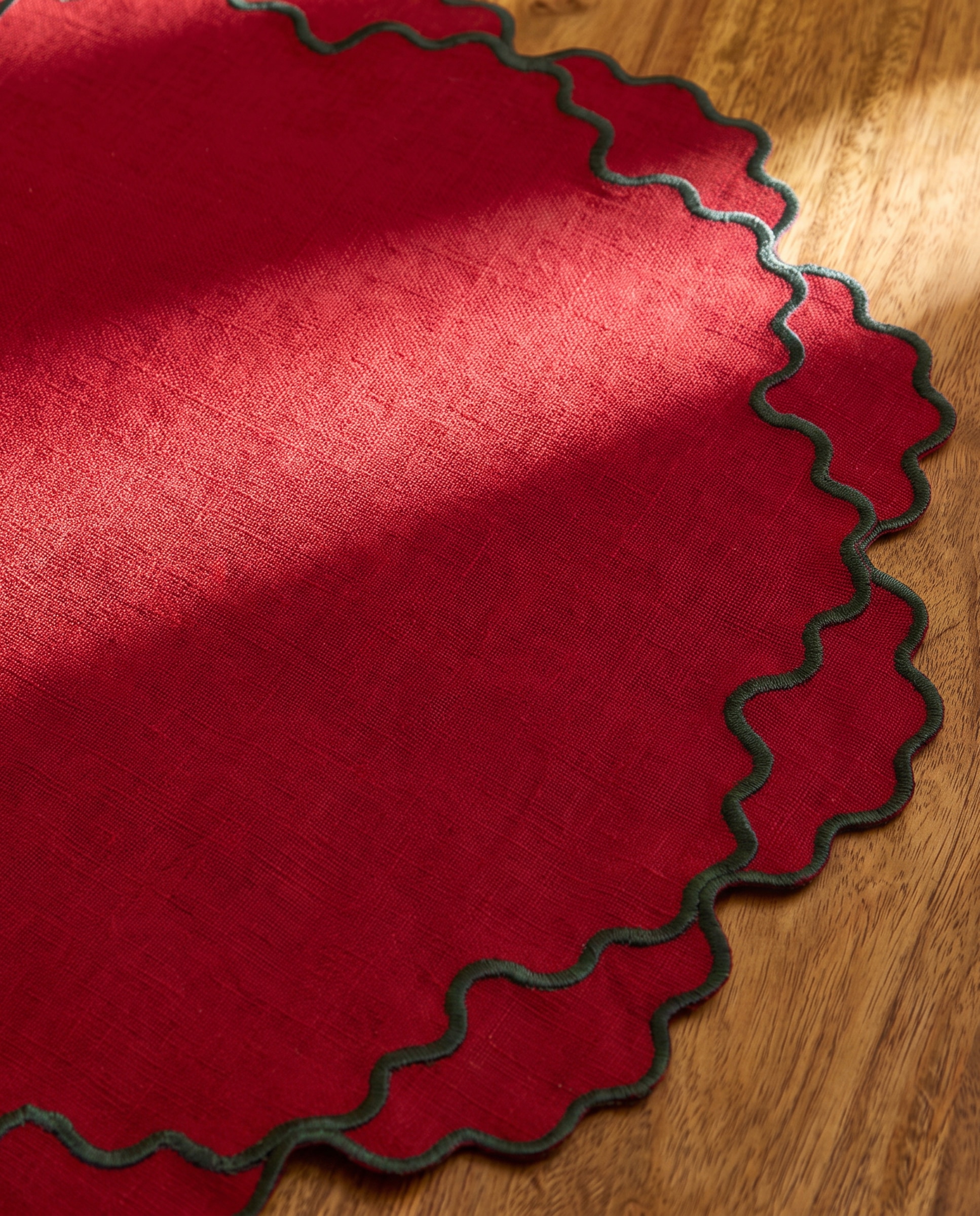 Mantel individual algodón Ponsetia - Rojo Diámetro 38 cm Rojo-3