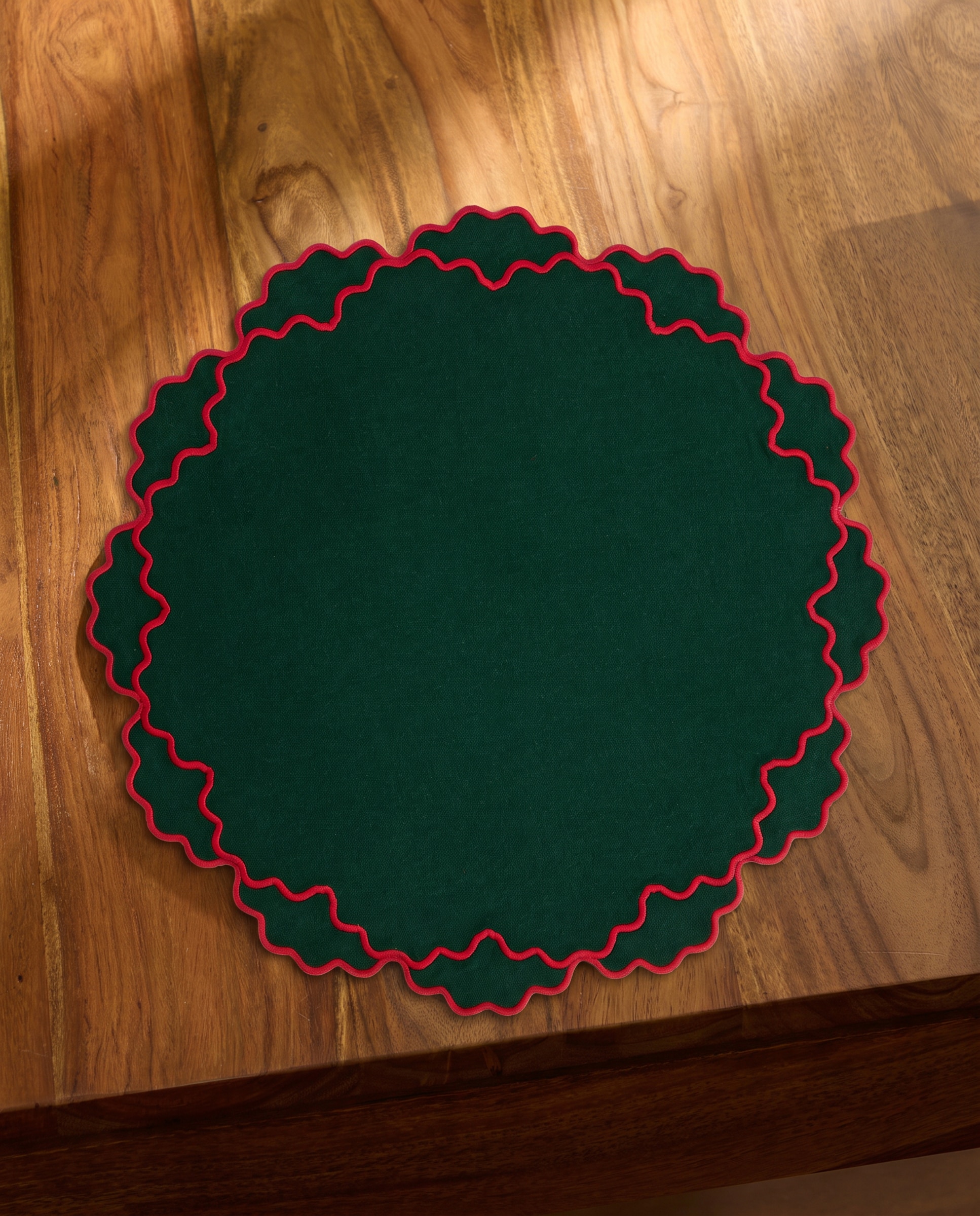 Mantel individual algodón Ponsetia - Verde Diámetro 38 cm Verde-1