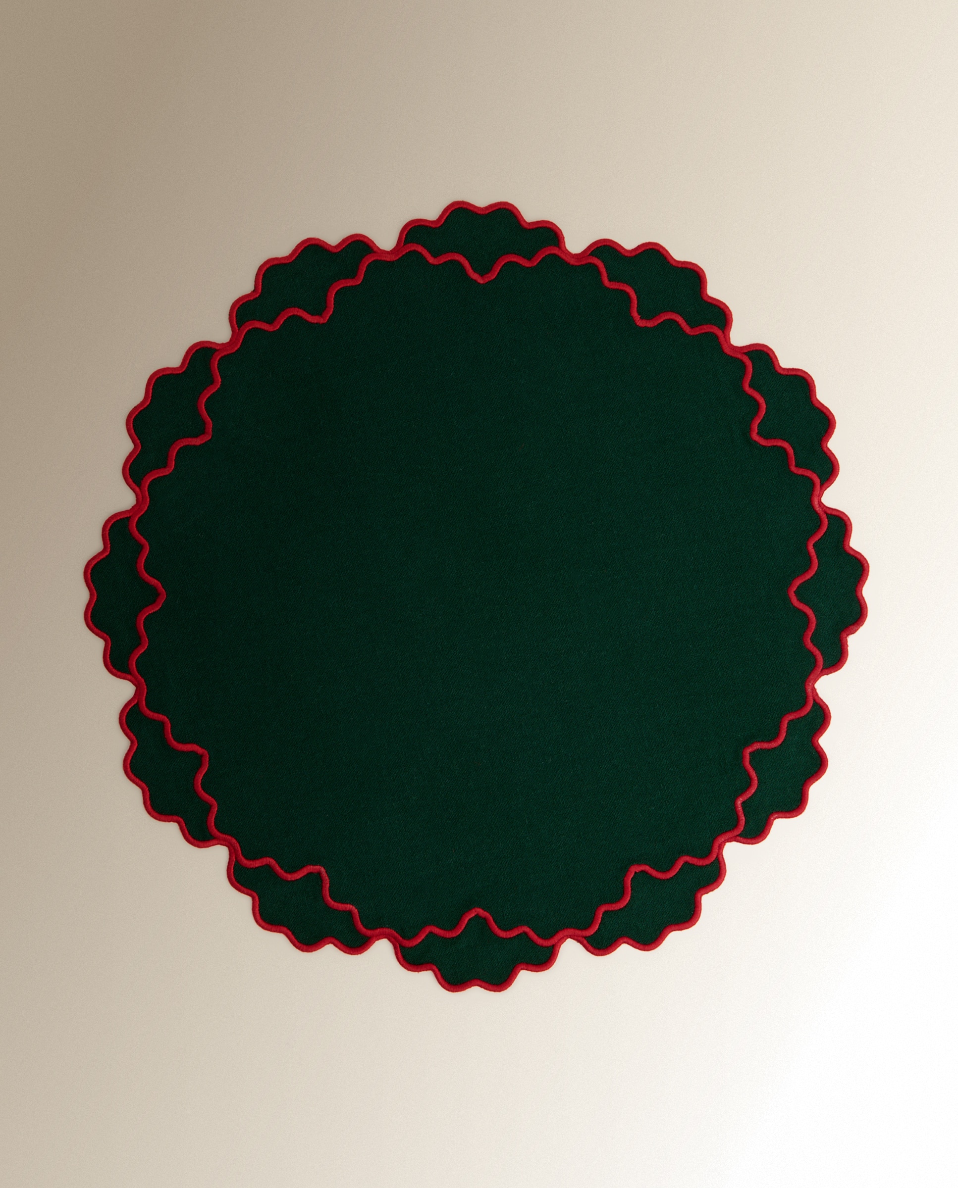 Mantel individual algodón Ponsetia - Verde Diámetro 38 cm Verde-2