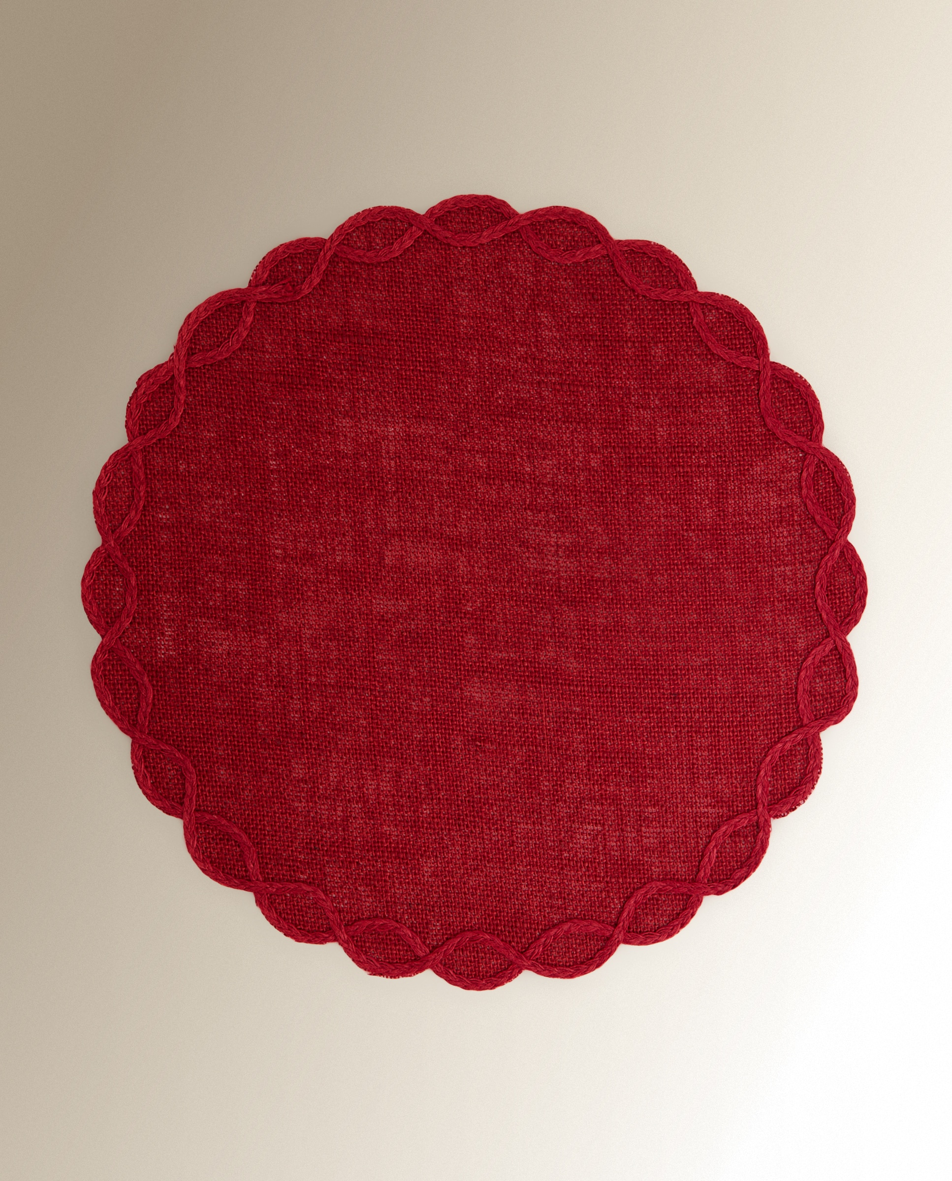 Mantel individual algodón Nowa - Rojo Diámetro 38 cm Rojo-2