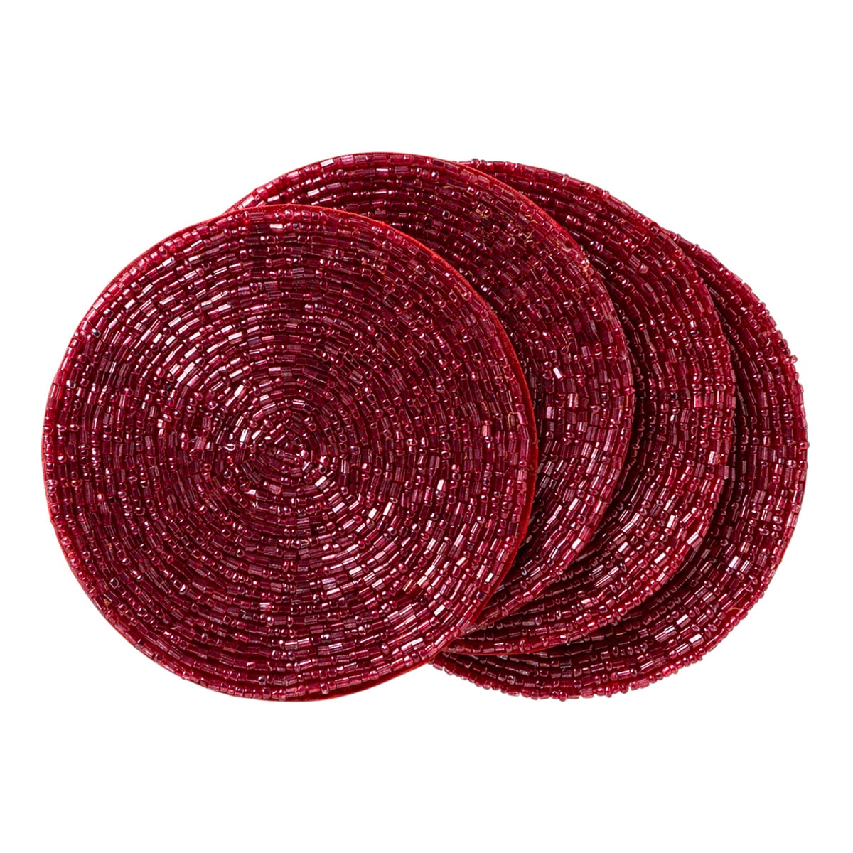 Conjunto de 4 bases de copo vermelhas Beads El Corte Inglés Vermelho-1