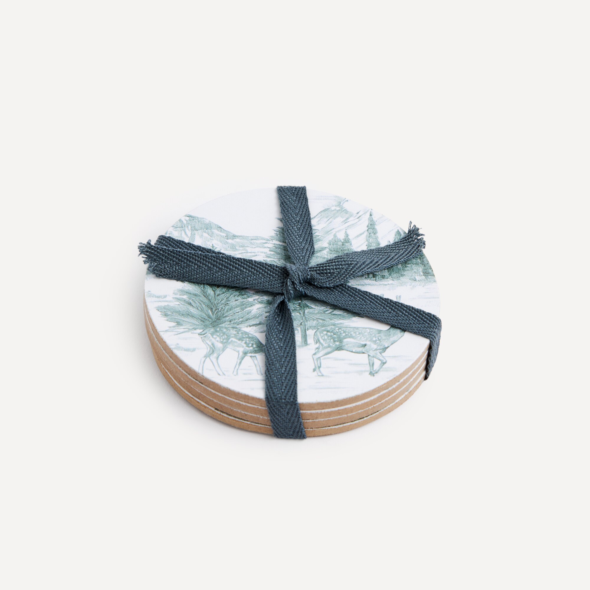Conjunto de 4 Bases para Copos Natalícias MDF Lapónia Verde-4