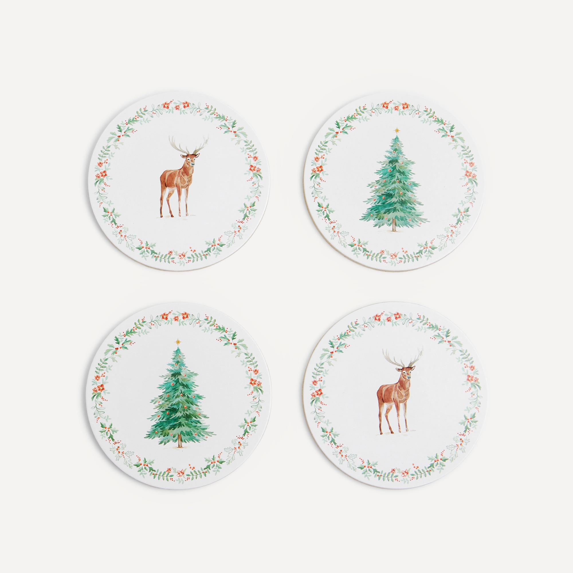 Conjunto de 4 Bases para Copos MDF Wald Branco-1