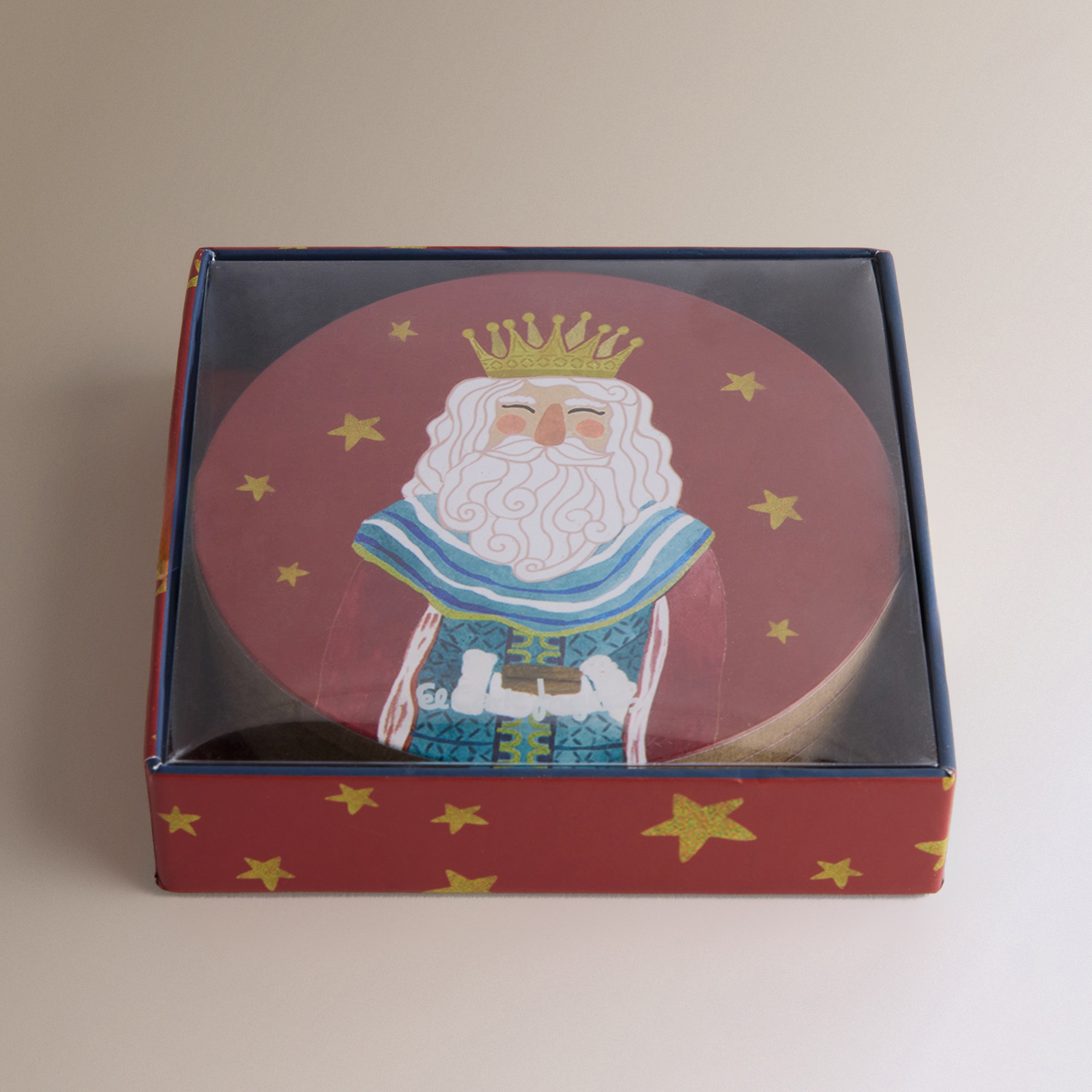 Conjunto de 4 Bases para Copos MDF Reis Magos Vermelho-3
