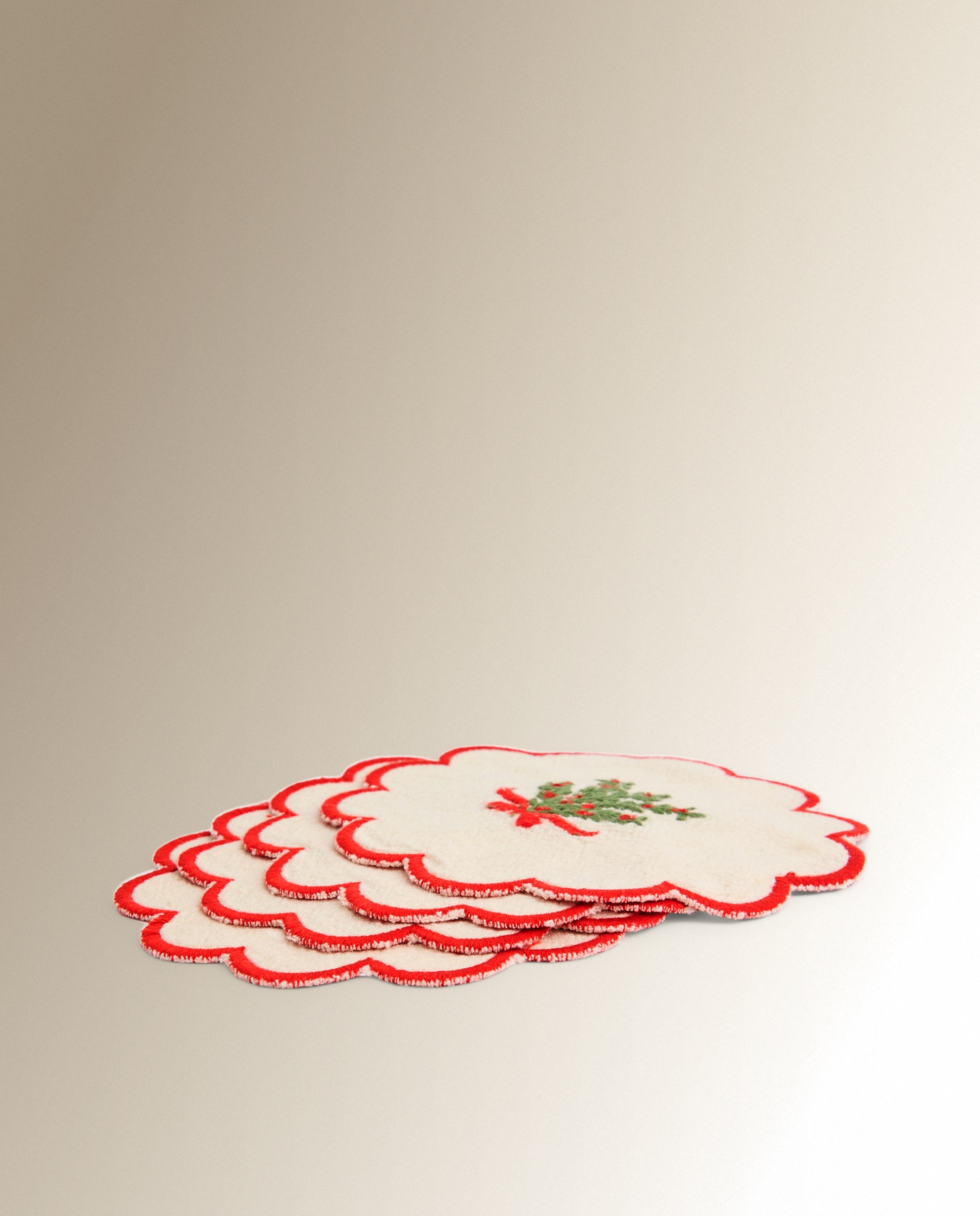 Imagen 2 de Set 4 posavasos algodón Evergreen - Crudo Crudo