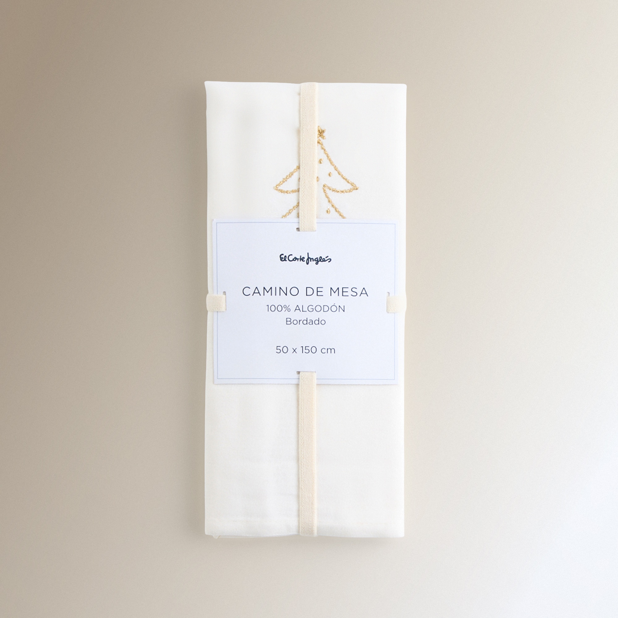 Caminho de mesa natalício de algodão Neta Cru-4