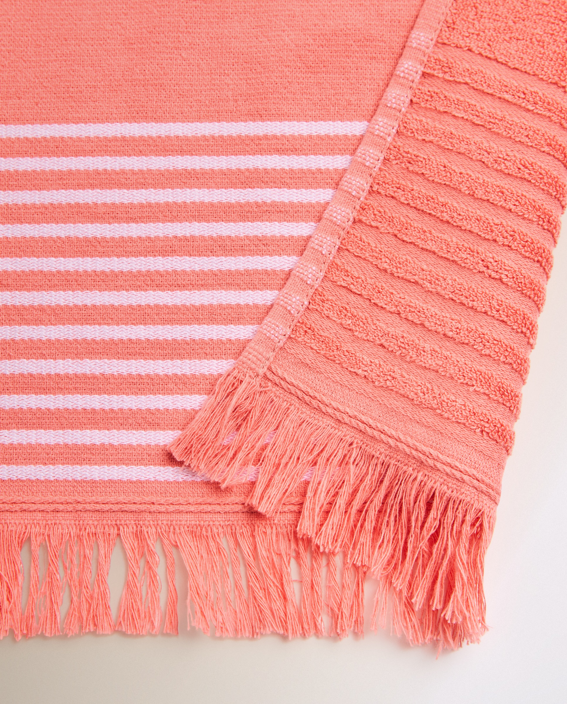 Pareo de playa XL Fouta - Coral 200 x 200 cm Coral-4