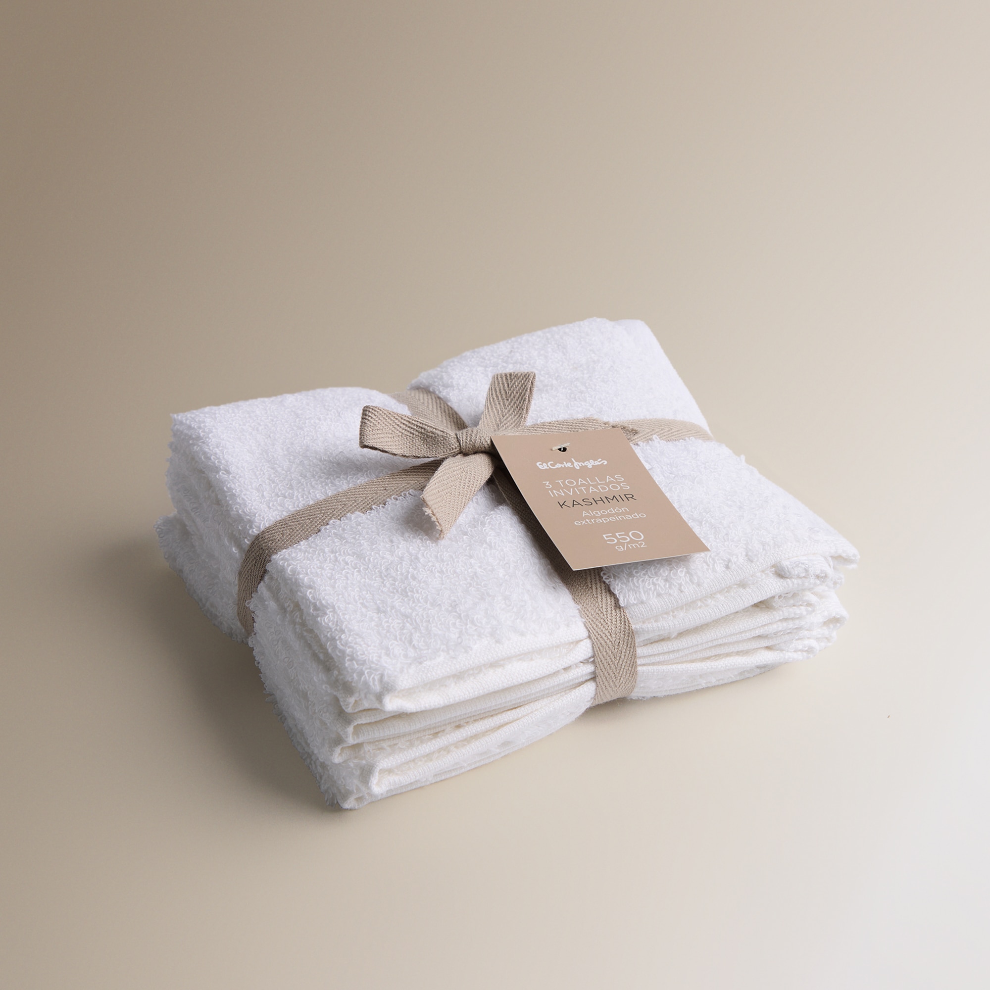Set de 3 toallas de tocador algodón 550 gr/m2 Kashmir - Blanco Invitados Blanco-5