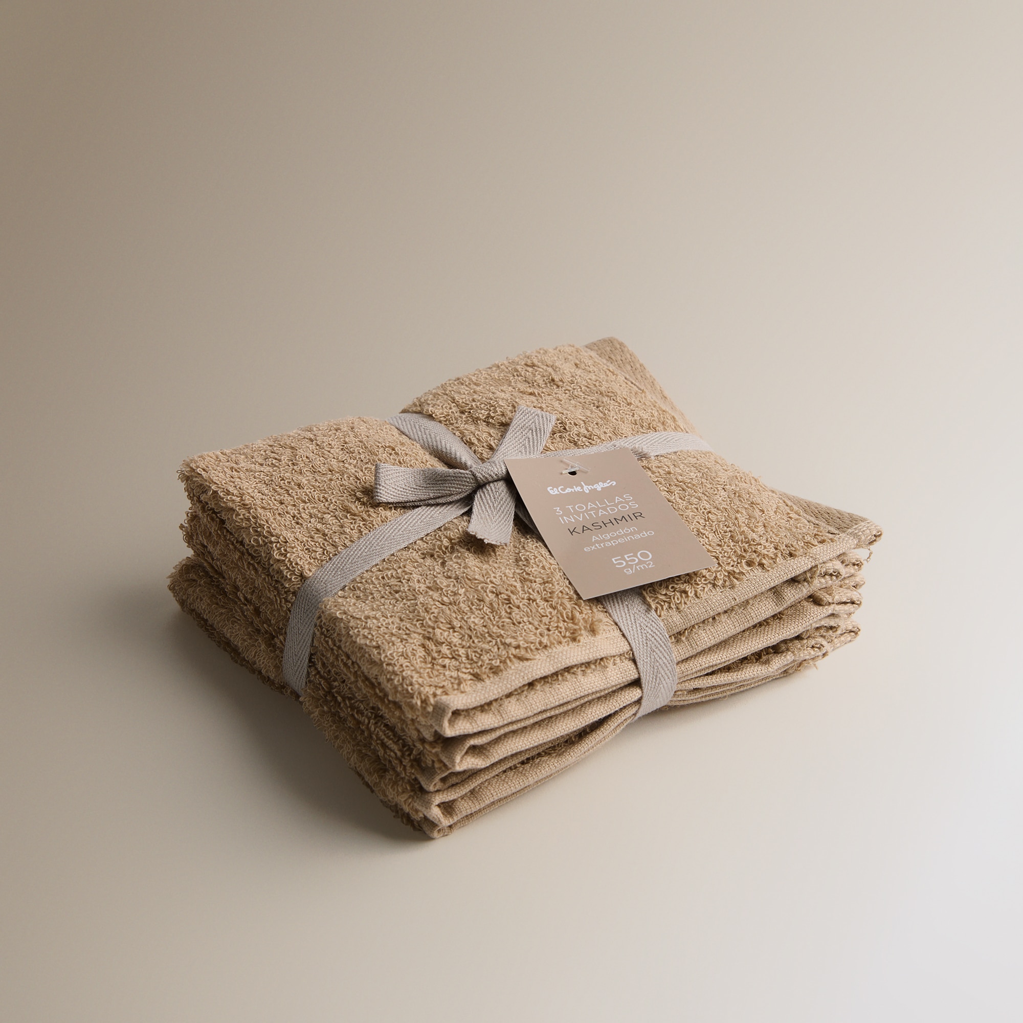 Conjunto de 3 Toalhas de Bidé de Algodão - 550 g/m2 Kashmir Bege-5