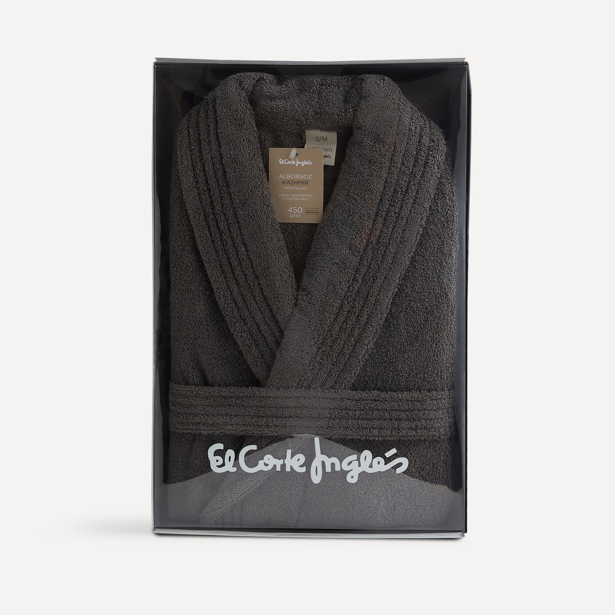 Albornoz con solapa algodón 450 gr/m2 Kashmir El Corte Inglés - Antracita S-M Antracita-4