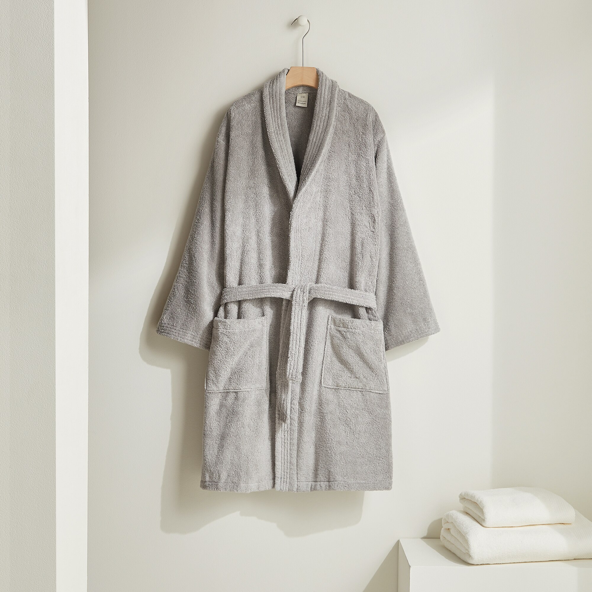 Albornoz con solapa algodón 450 gr/m2 Kashmir El Corte Inglés - Gris claro S-M Gris claro-1