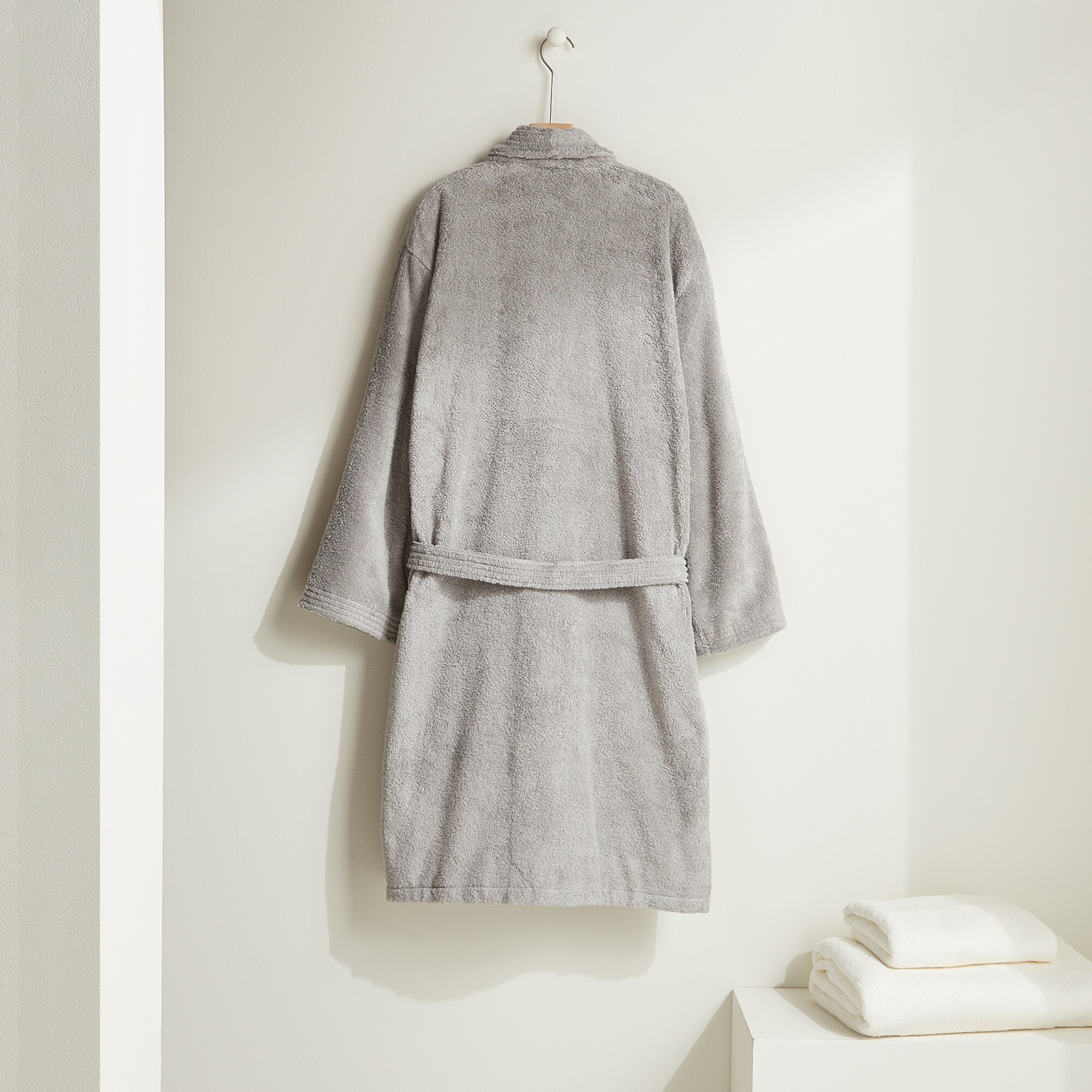 Albornoz con solapa algodón 450 gr/m2 Kashmir El Corte Inglés - Gris claro S-M Gris claro-3