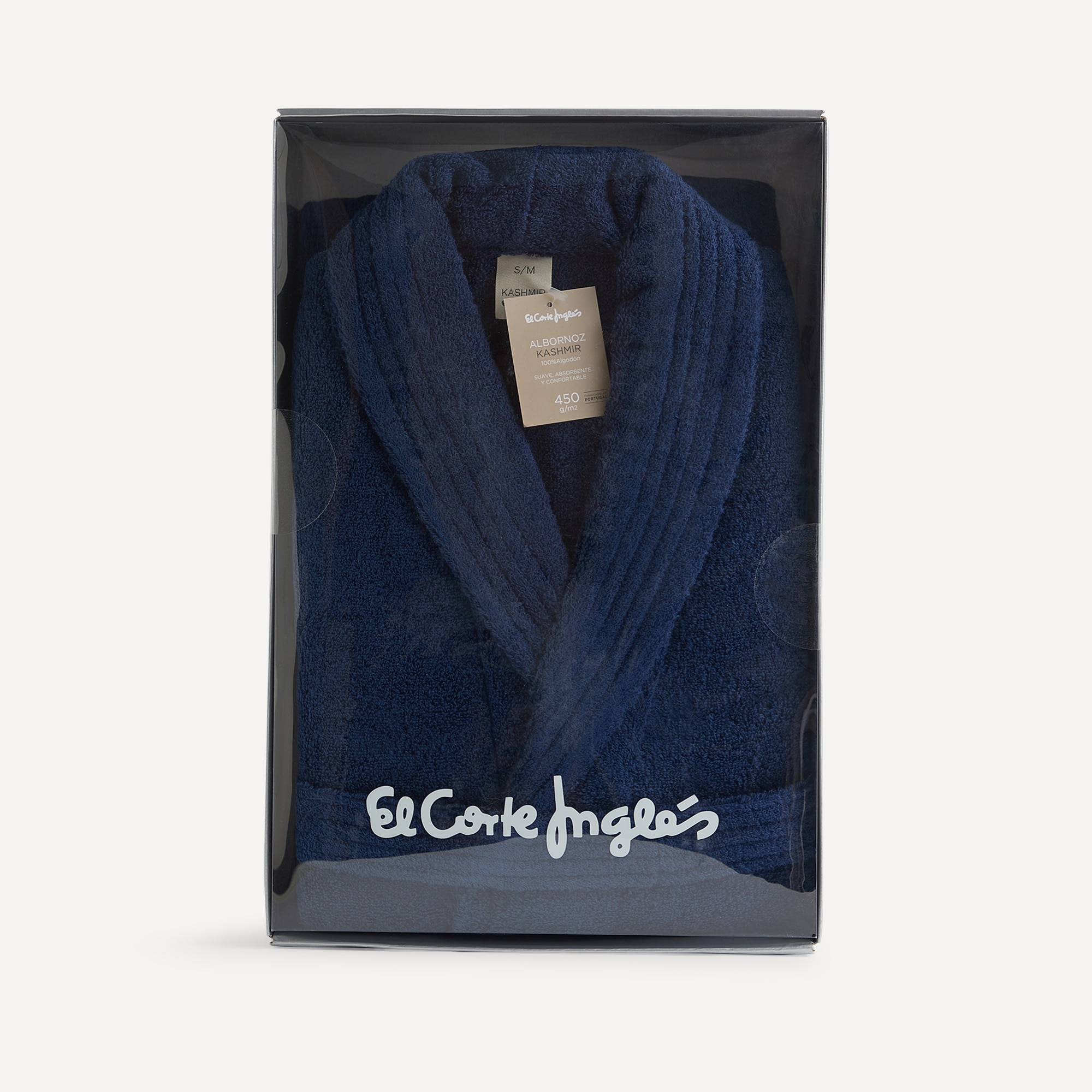 Albornoz con solapa algodón 450 gr/m2 Kashmir El Corte Inglés - Navy S-M Navy-4