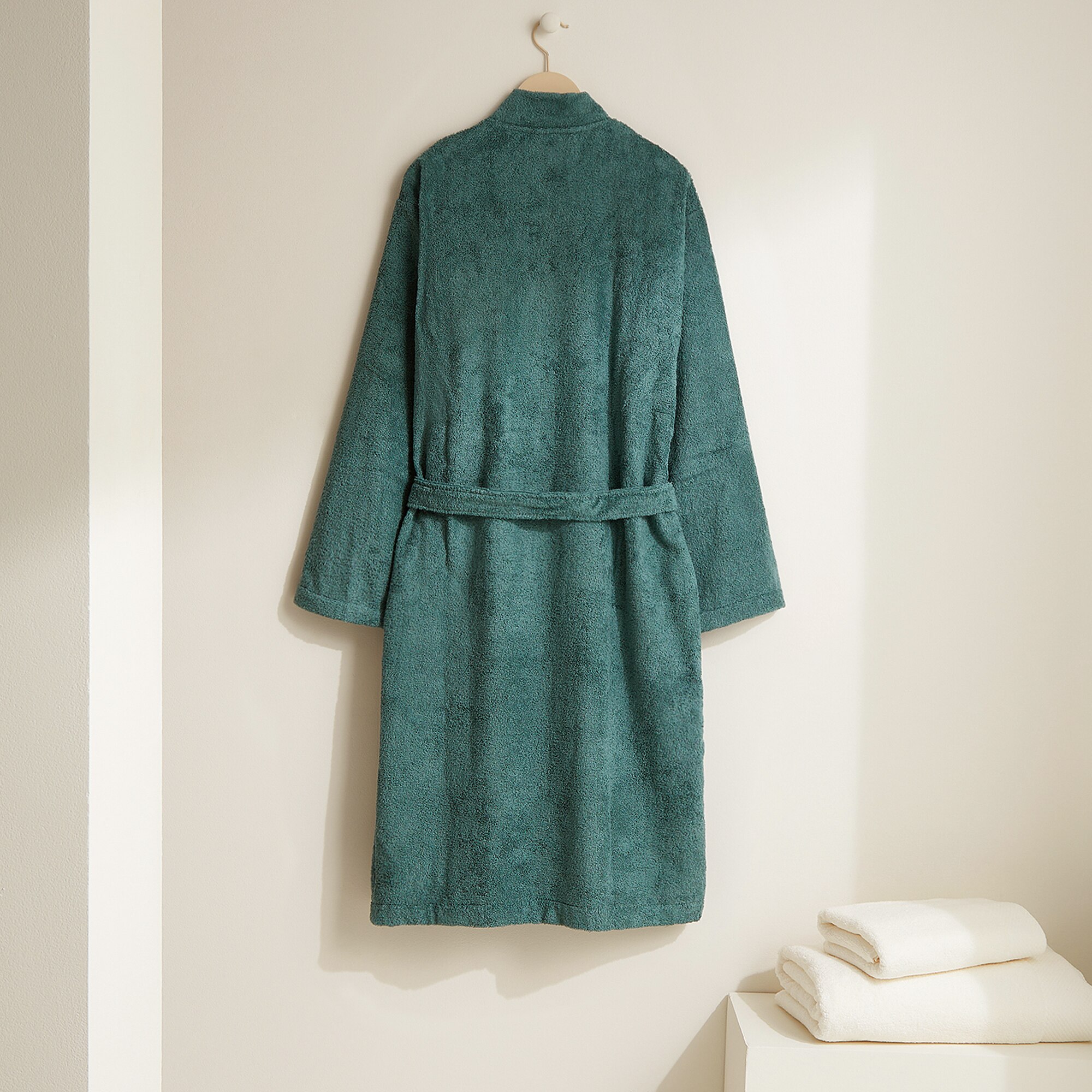Albornoz kimono Algodón Egipcio 420 gr/m2 El Corte Inglés - Verde oscuro S/M Verde oscuro-3