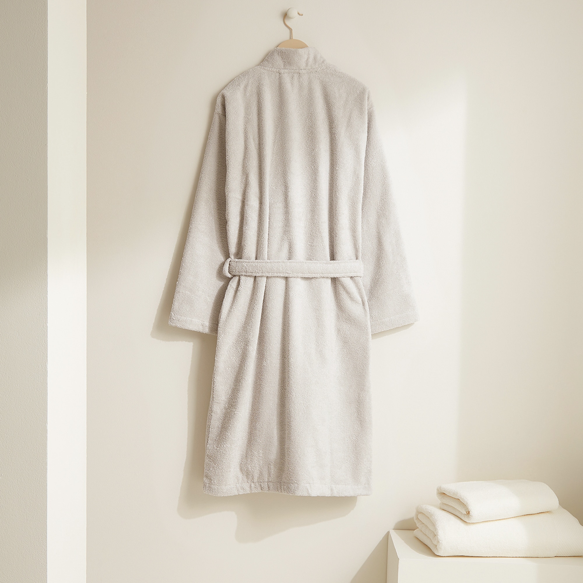 Roupão de Banho Tipo Kimono de Algodão Egípcio - 420 g/m2 Cinzento-3